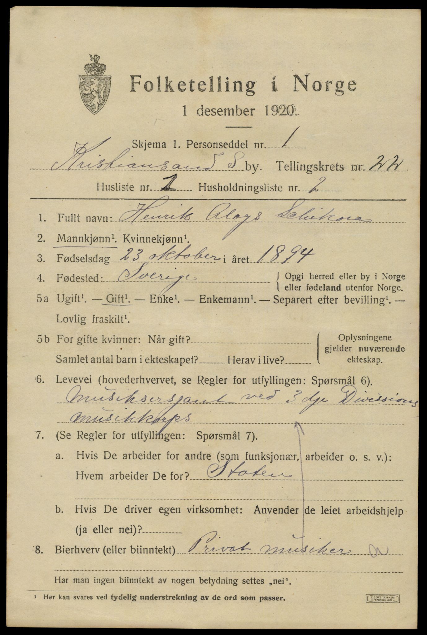 SAK, 1920 census for Kristiansand, 1920, p. 38401