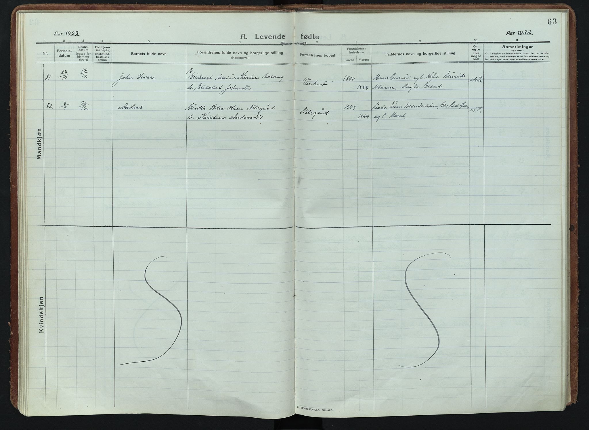 Alvdal prestekontor, AV/SAH-PREST-060/H/Ha/Haa/L0005: Parish register (official) no. 5, 1913-1930, p. 63