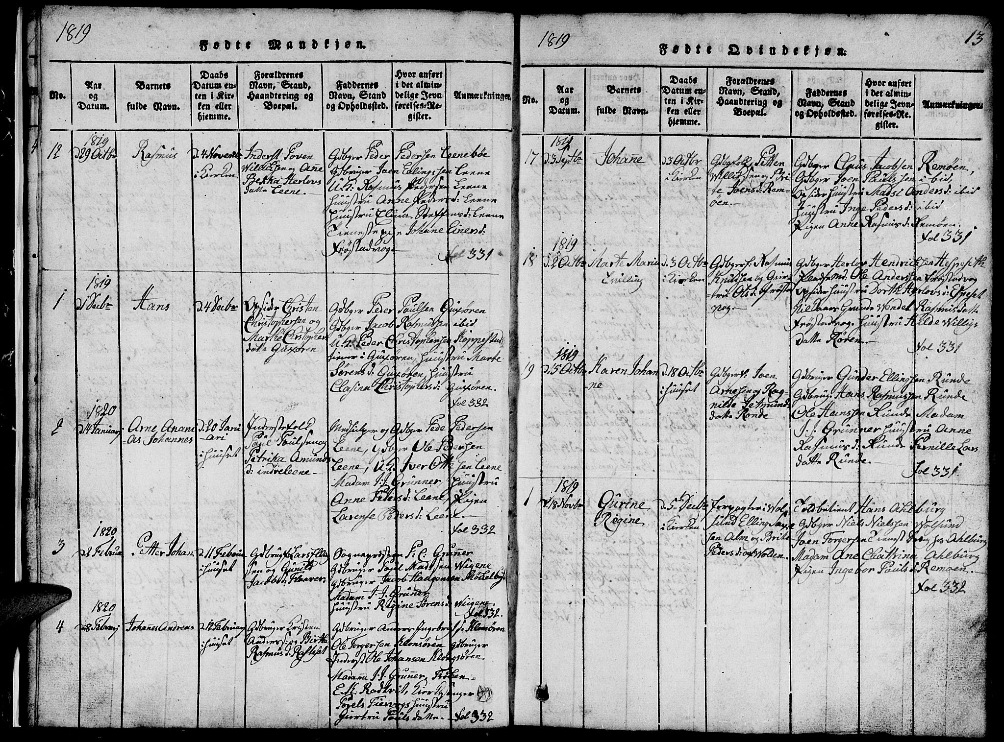 Ministerialprotokoller, klokkerbøker og fødselsregistre - Møre og Romsdal, AV/SAT-A-1454/507/L0078: Parish register (copy) no. 507C01, 1816-1840, p. 13