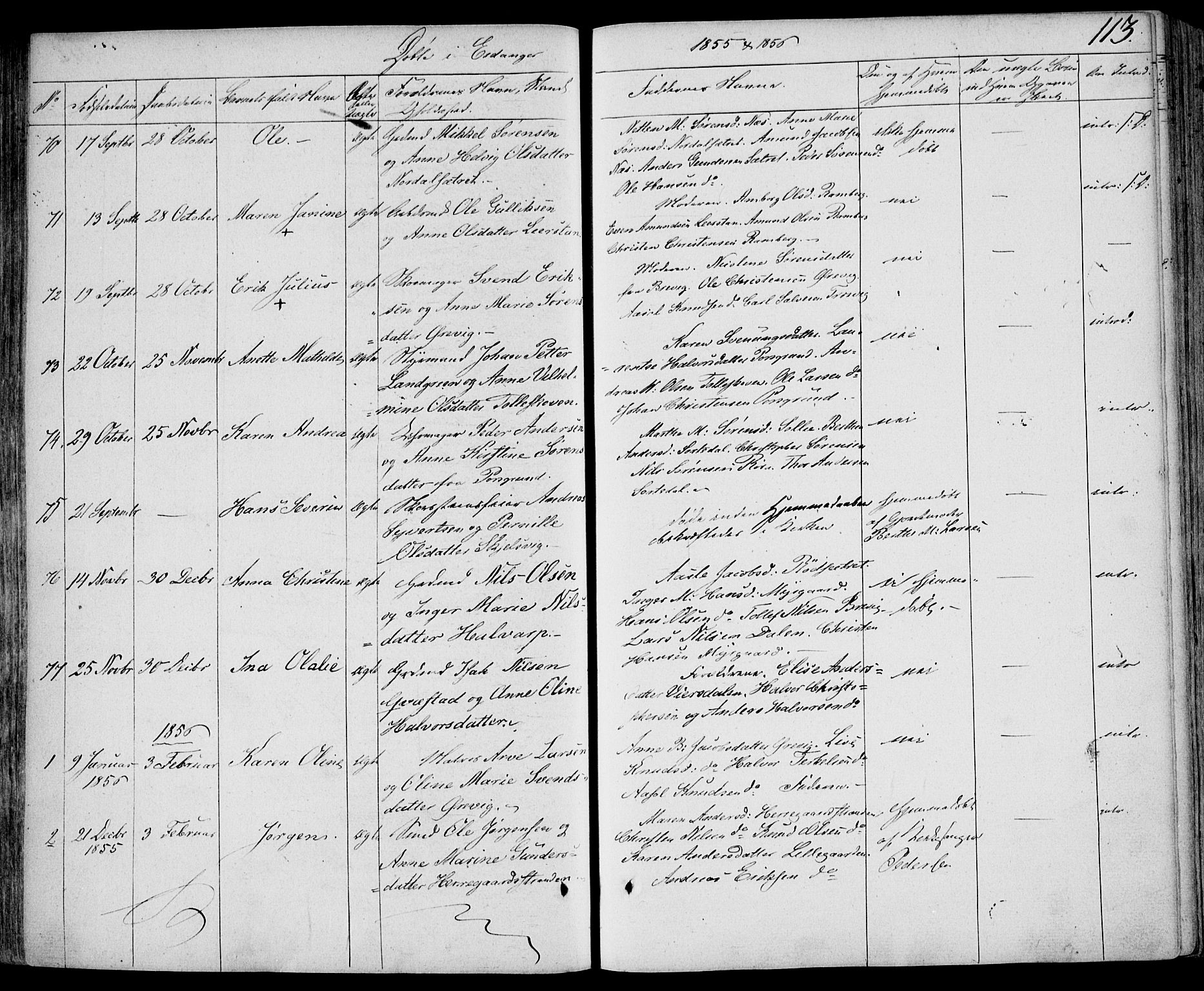 Eidanger kirkebøker, AV/SAKO-A-261/F/Fa/L0008: Parish register (official) no. 8, 1831-1858, p. 113