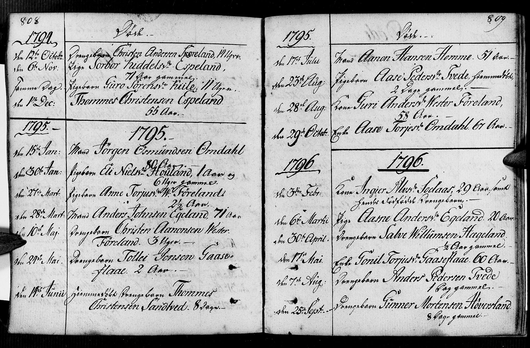 Vennesla sokneprestkontor, AV/SAK-1111-0045/Fa/Faa/L0002: Parish register (official) no. A 2, 1785-1834, p. 808-809