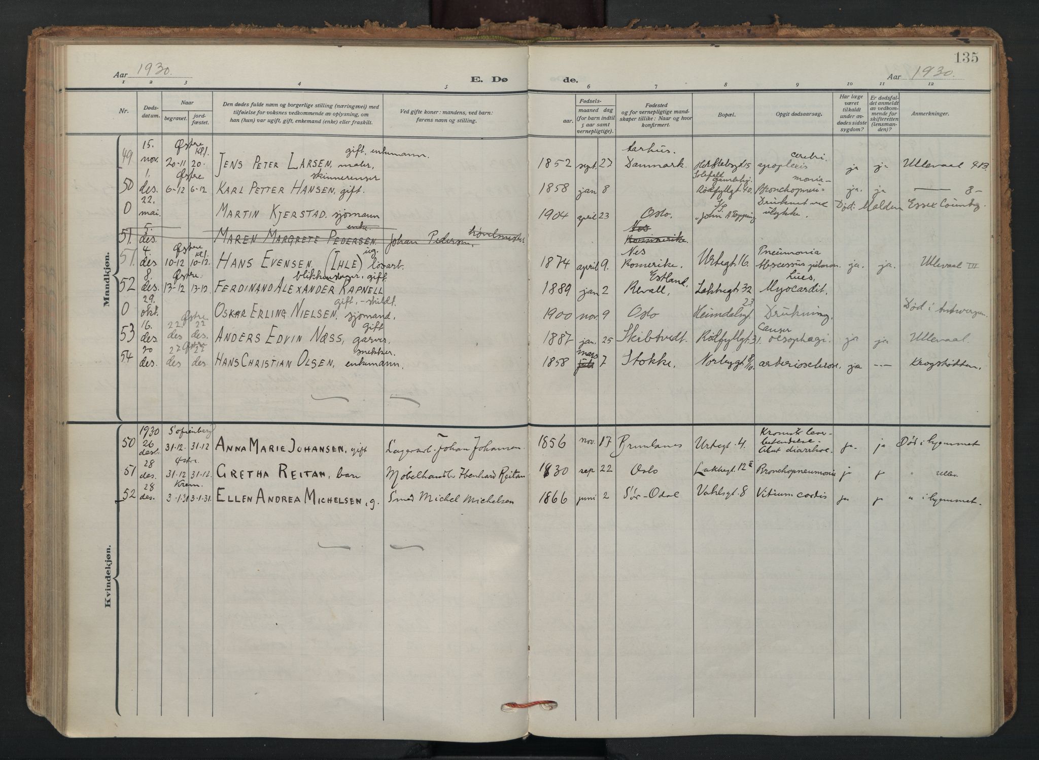 Vaterland prestekontor Kirkebøker, AV/SAO-A-10880/F/Fa/L0003: Parish register (official) no. 3, 1922-1944, p. 135