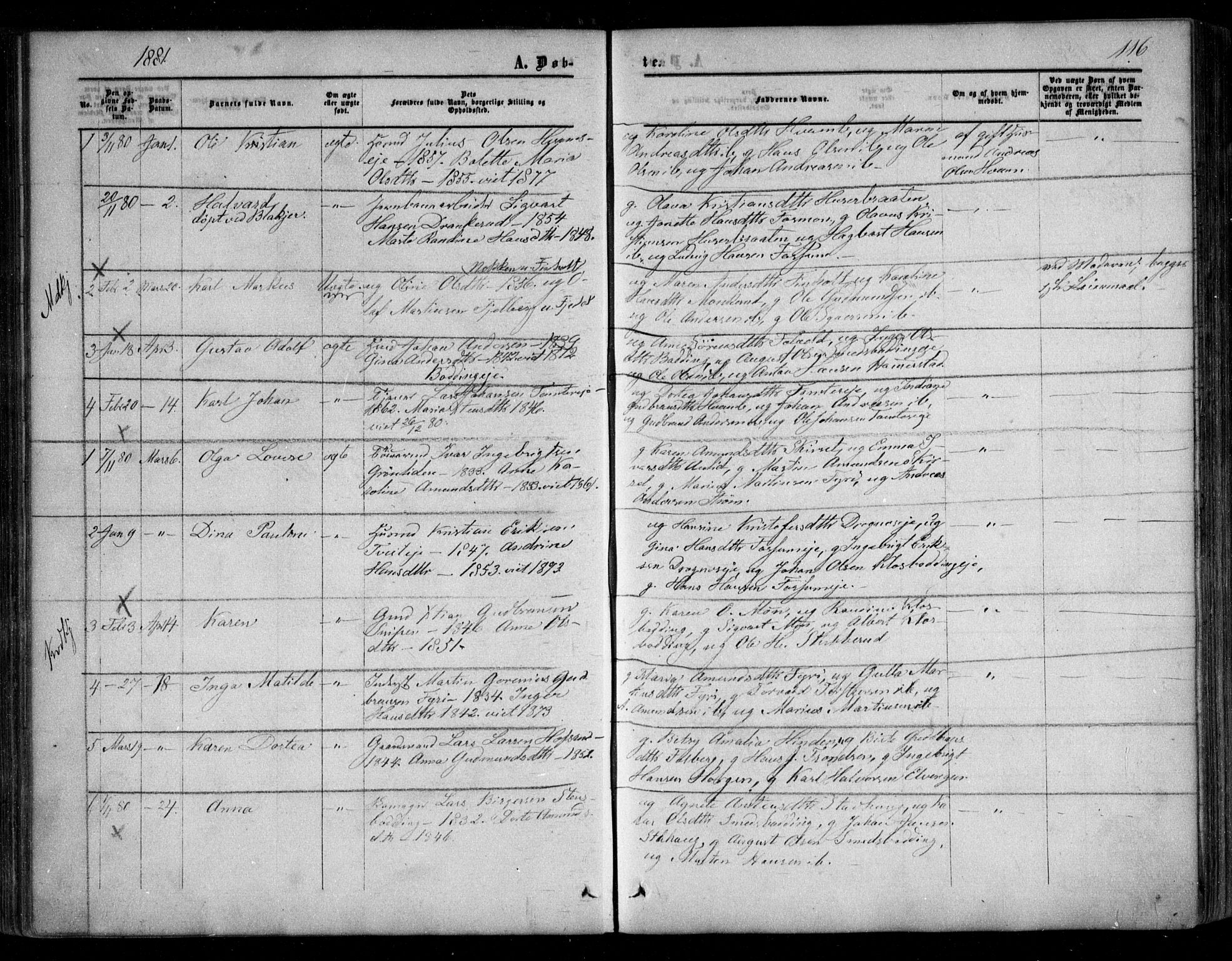Nes prestekontor Kirkebøker, SAO/A-10410/F/Fc/L0001: Parish register (official) no. III 1, 1859-1882, p. 116