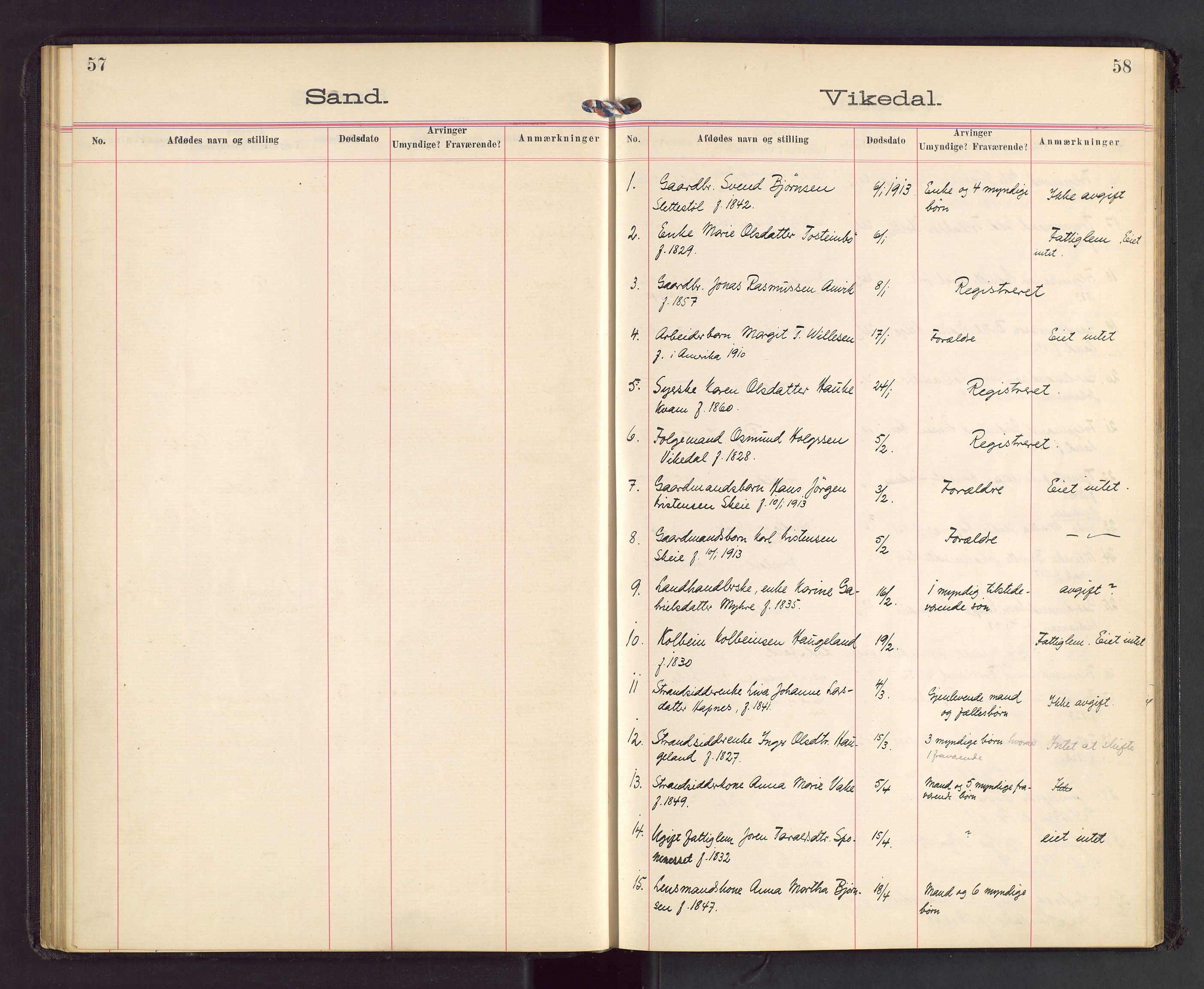 Ryfylke tingrett, SAST/A-100055/001/IV/IVA/L0003: Dødsfallsprotokoll, 1913-1919, p. 57-58