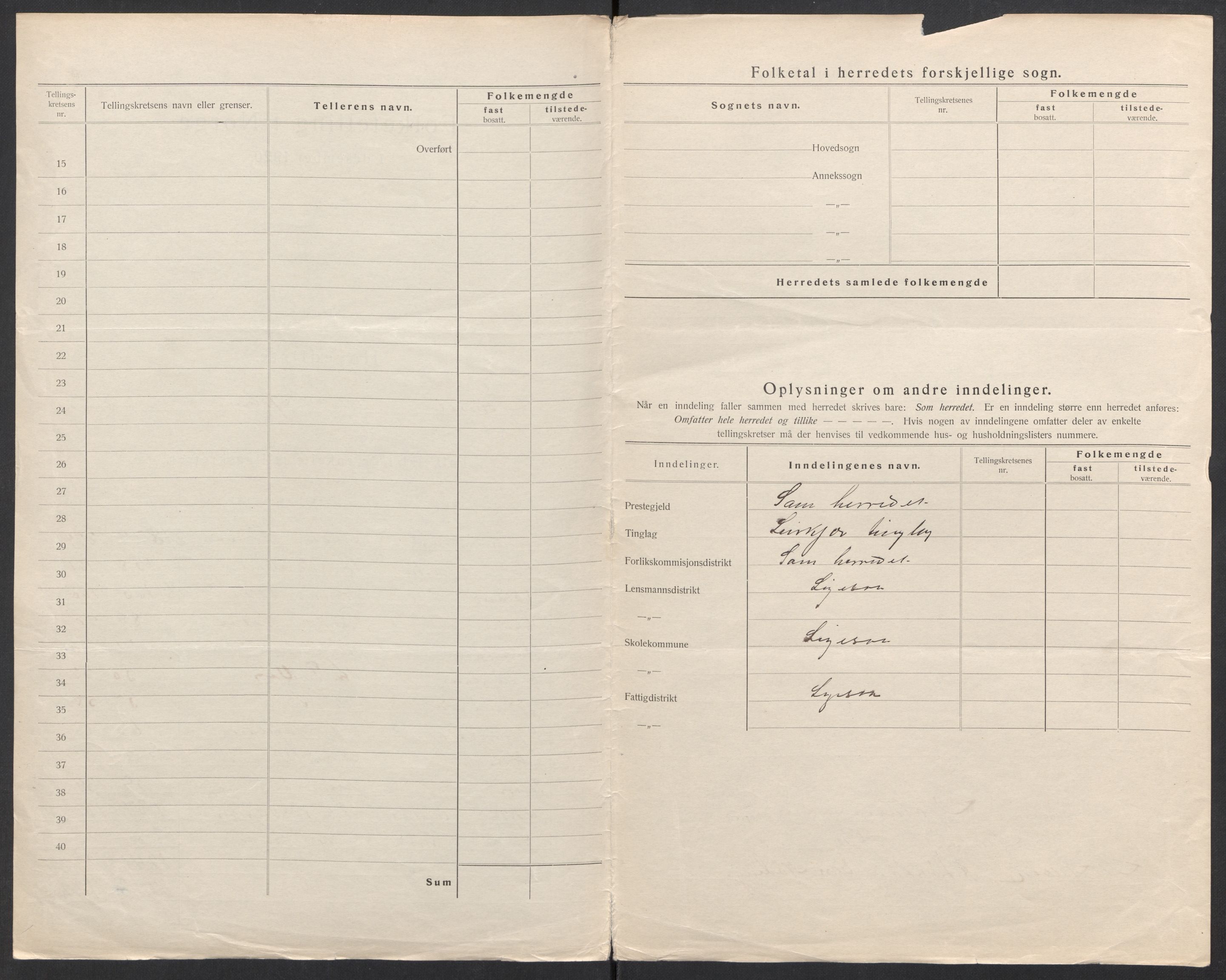 SAK, 1920 census for Holum, 1920, p. 11