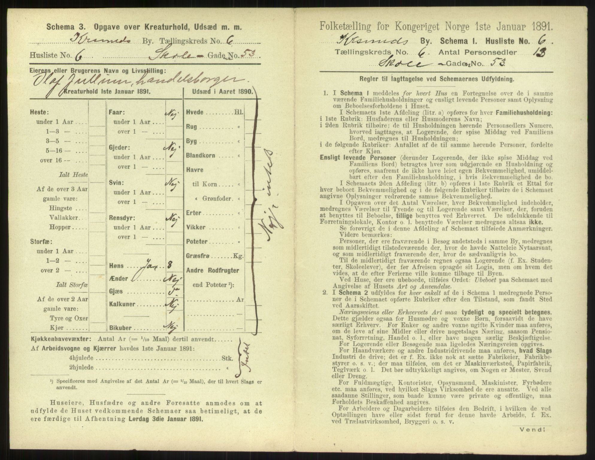 RA, 1891 census for 1503 Kristiansund, 1891, p. 546