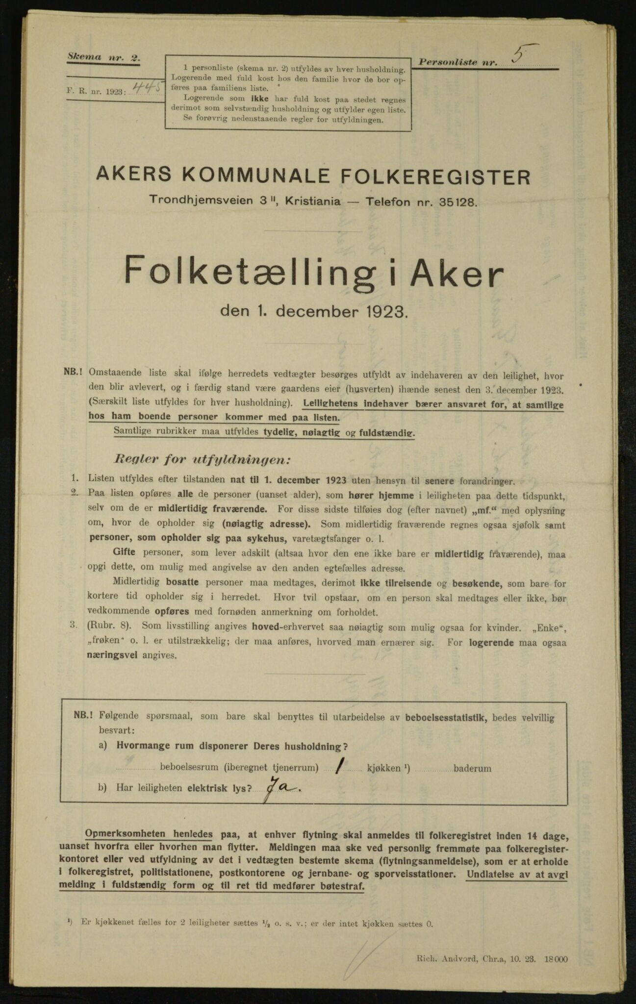 , Municipal Census 1923 for Aker, 1923, p. 25334