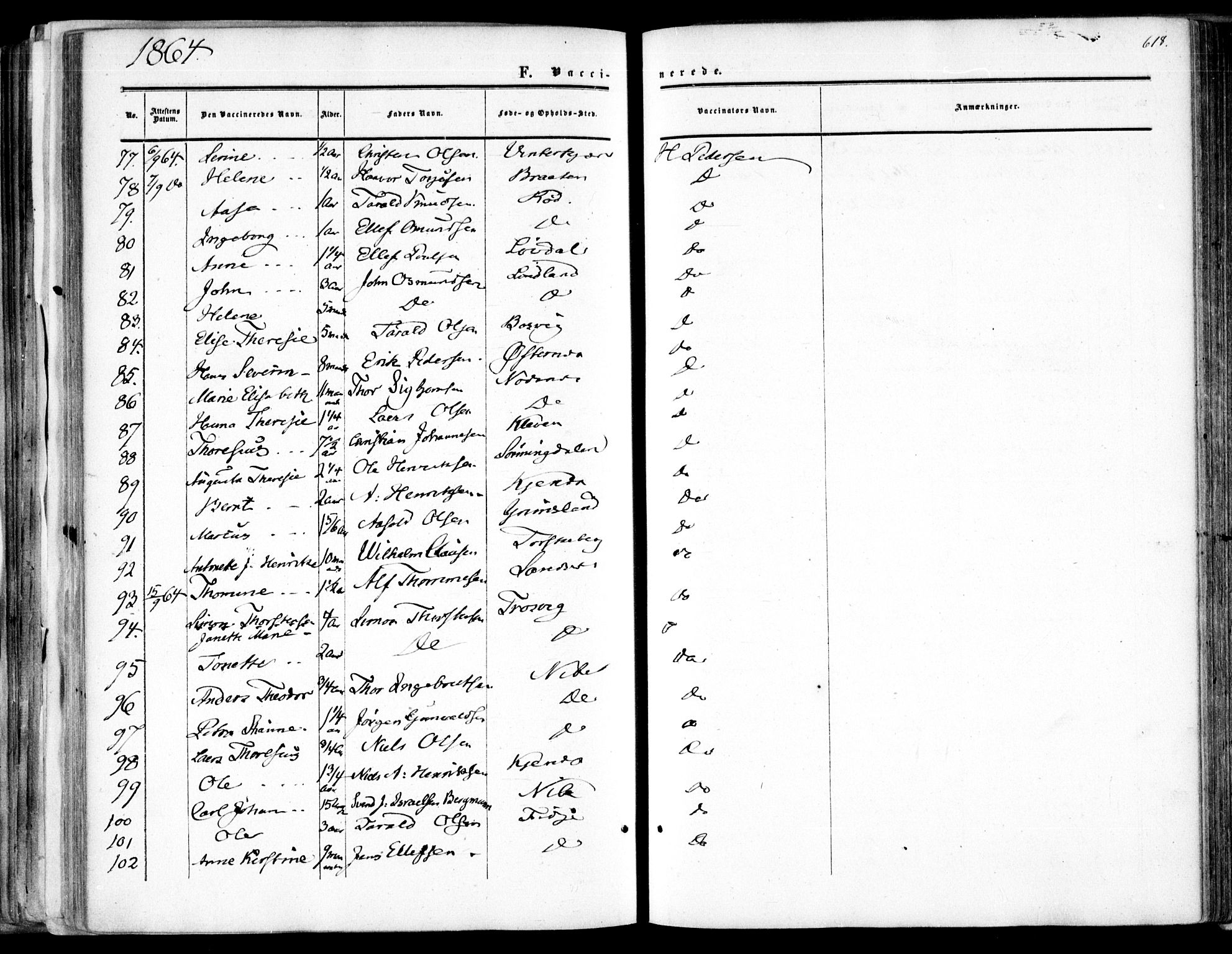 Søndeled sokneprestkontor, SAK/1111-0038/F/Fa/L0003: Parish register (official) no. A 3, 1861-1879, p. 618