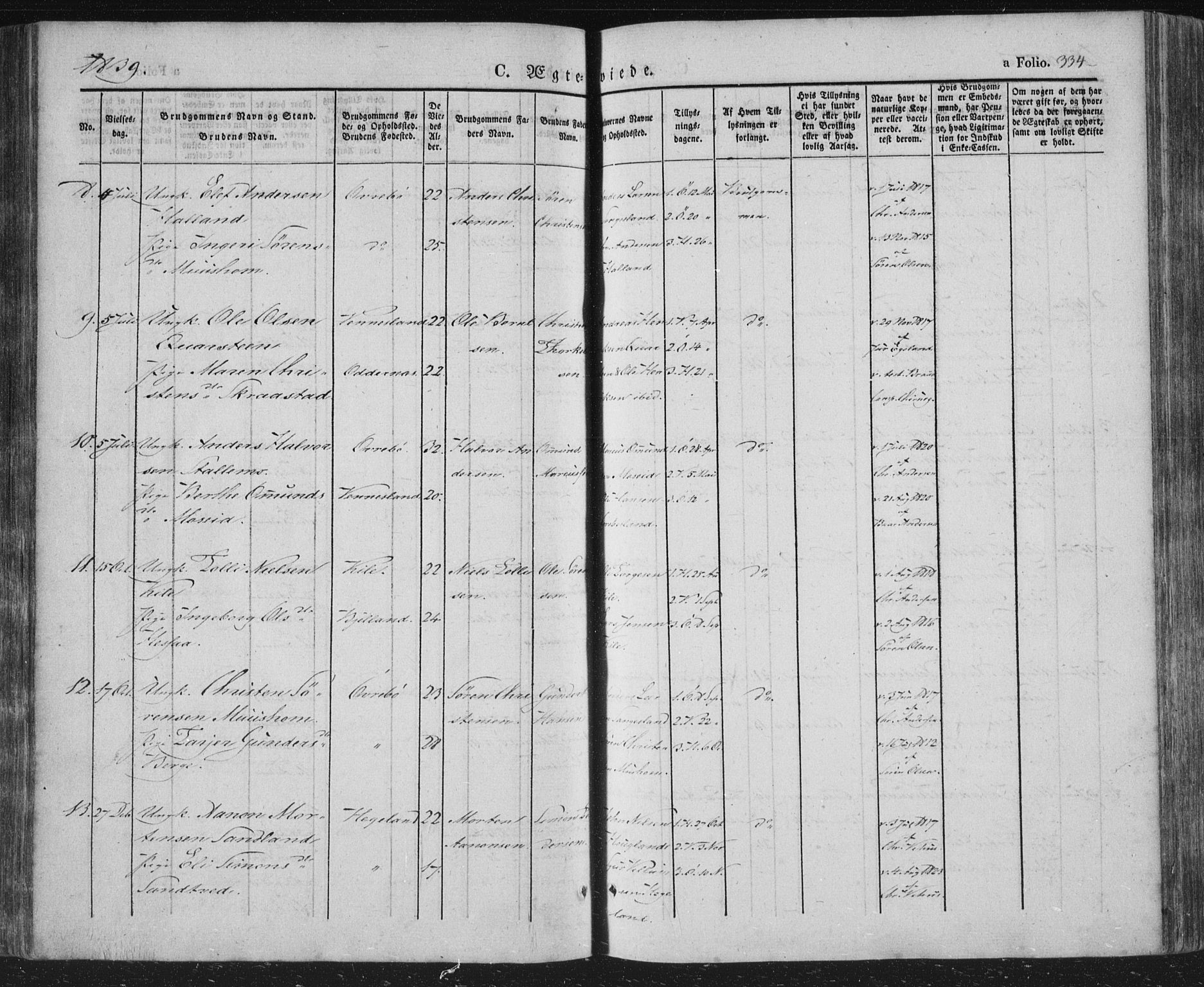 Vennesla sokneprestkontor, AV/SAK-1111-0045/Fa/Fac/L0004: Parish register (official) no. A 4, 1834-1855, p. 334