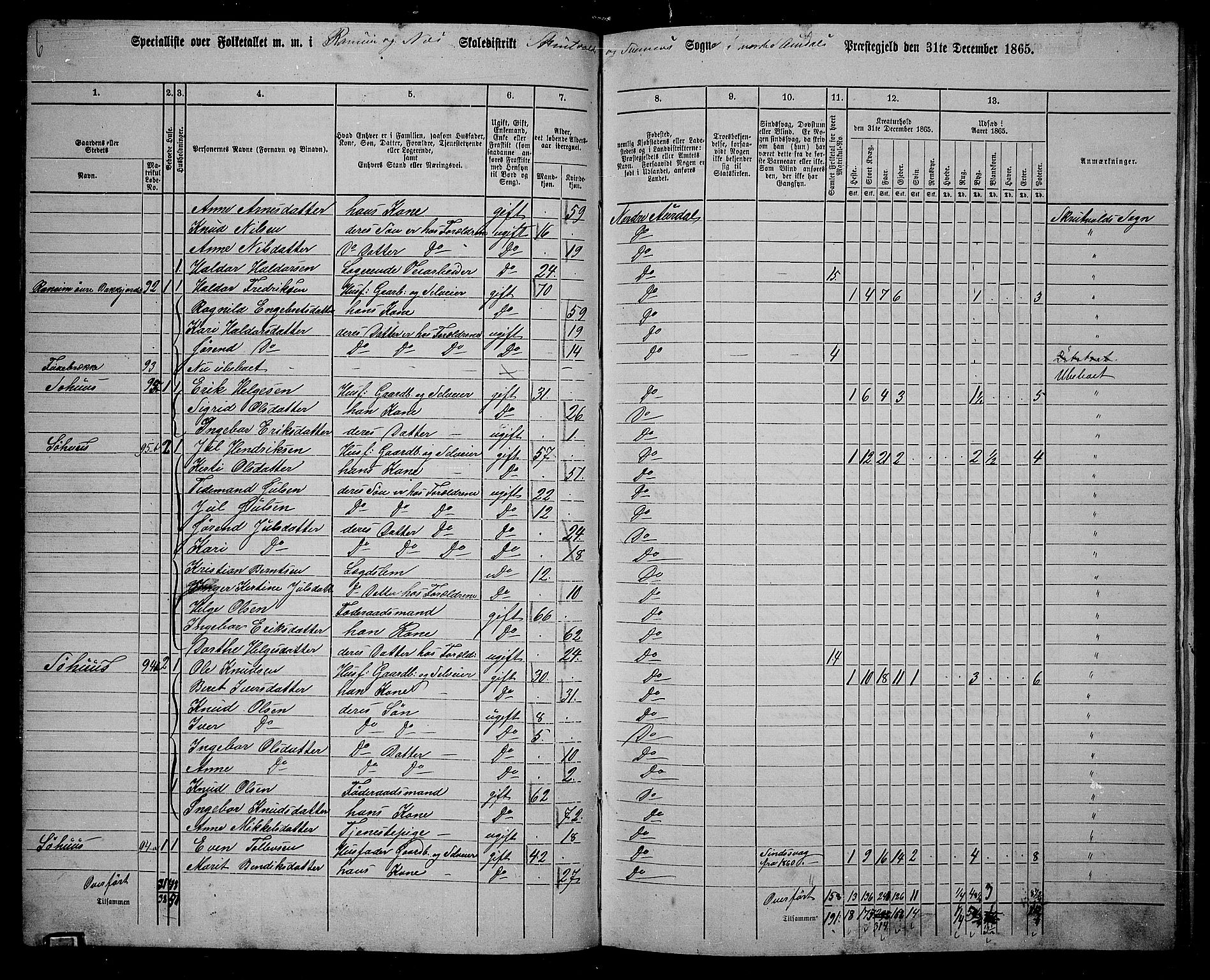 RA, 1865 census for Nord-Aurdal, 1865, p. 67