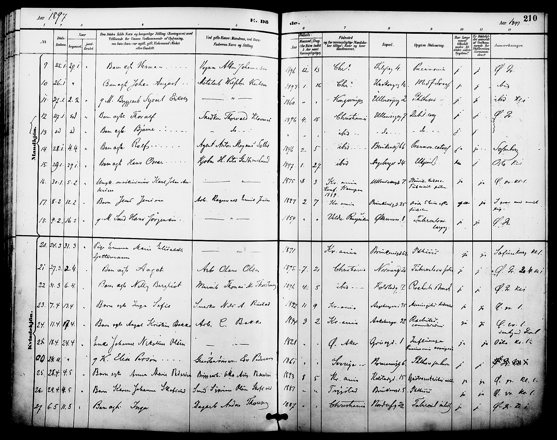 Kampen prestekontor Kirkebøker, AV/SAO-A-10853/F/Fa/L0008: Parish register (official) no. I 8, 1892-1902, p. 210