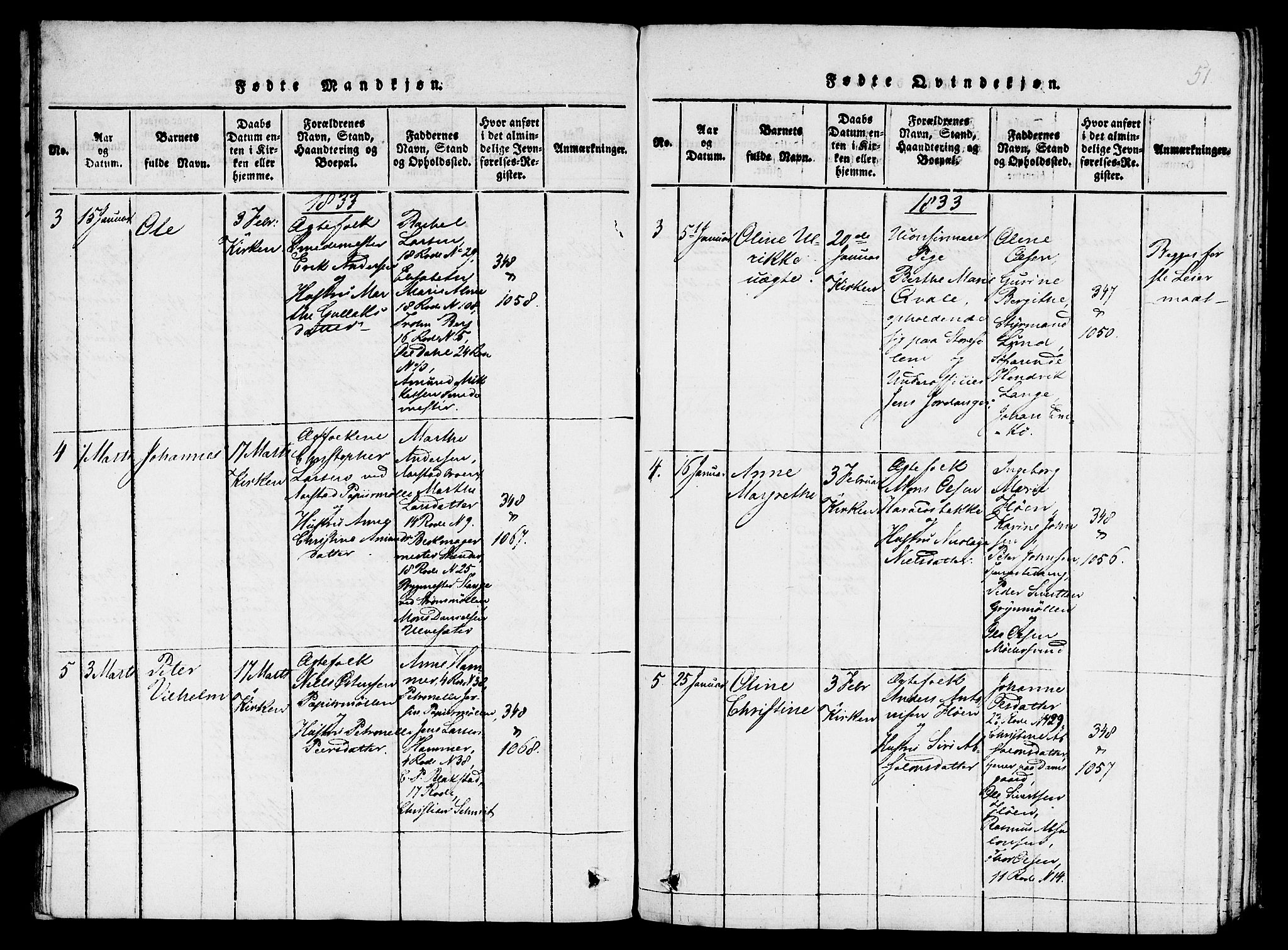 St. Jørgens hospital og Årstad sokneprestembete, AV/SAB-A-99934: Parish register (copy) no. A 1, 1816-1843, p. 51