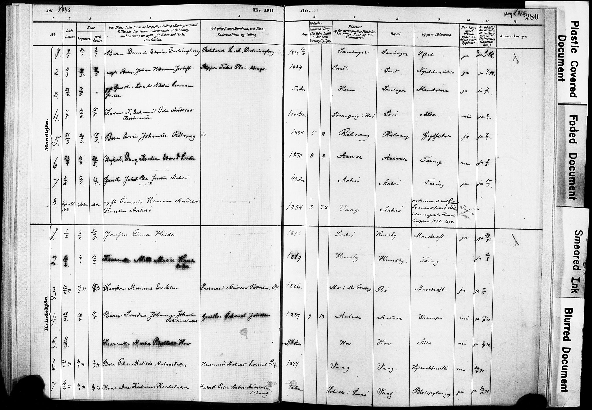 Ministerialprotokoller, klokkerbøker og fødselsregistre - Nordland, AV/SAT-A-1459/835/L0526: Parish register (official) no. 835A03II, 1881-1910, p. 280