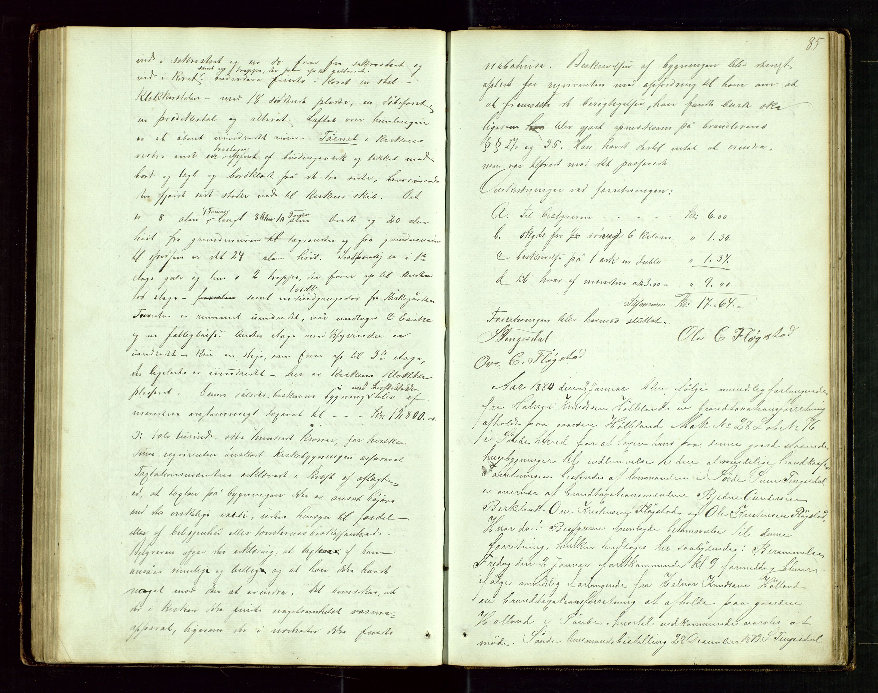 Sauda lensmannskontor, SAST/A-100177/Goa/L0001: "Brandtaxations-Protocol for Søvde Thinglaug", 1846-1886, p. 84b-85a