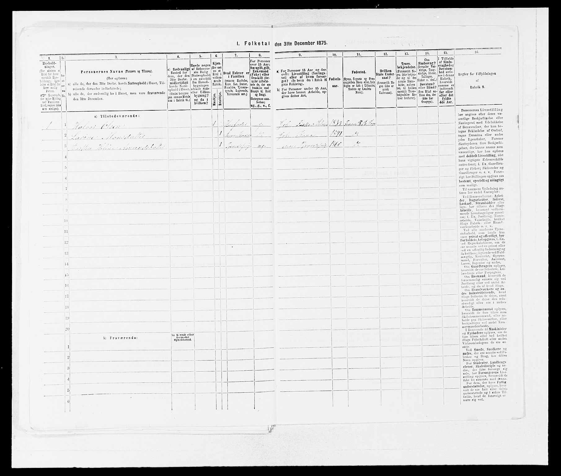 SAB, 1875 census for 1218P Finnås, 1875, p. 1355