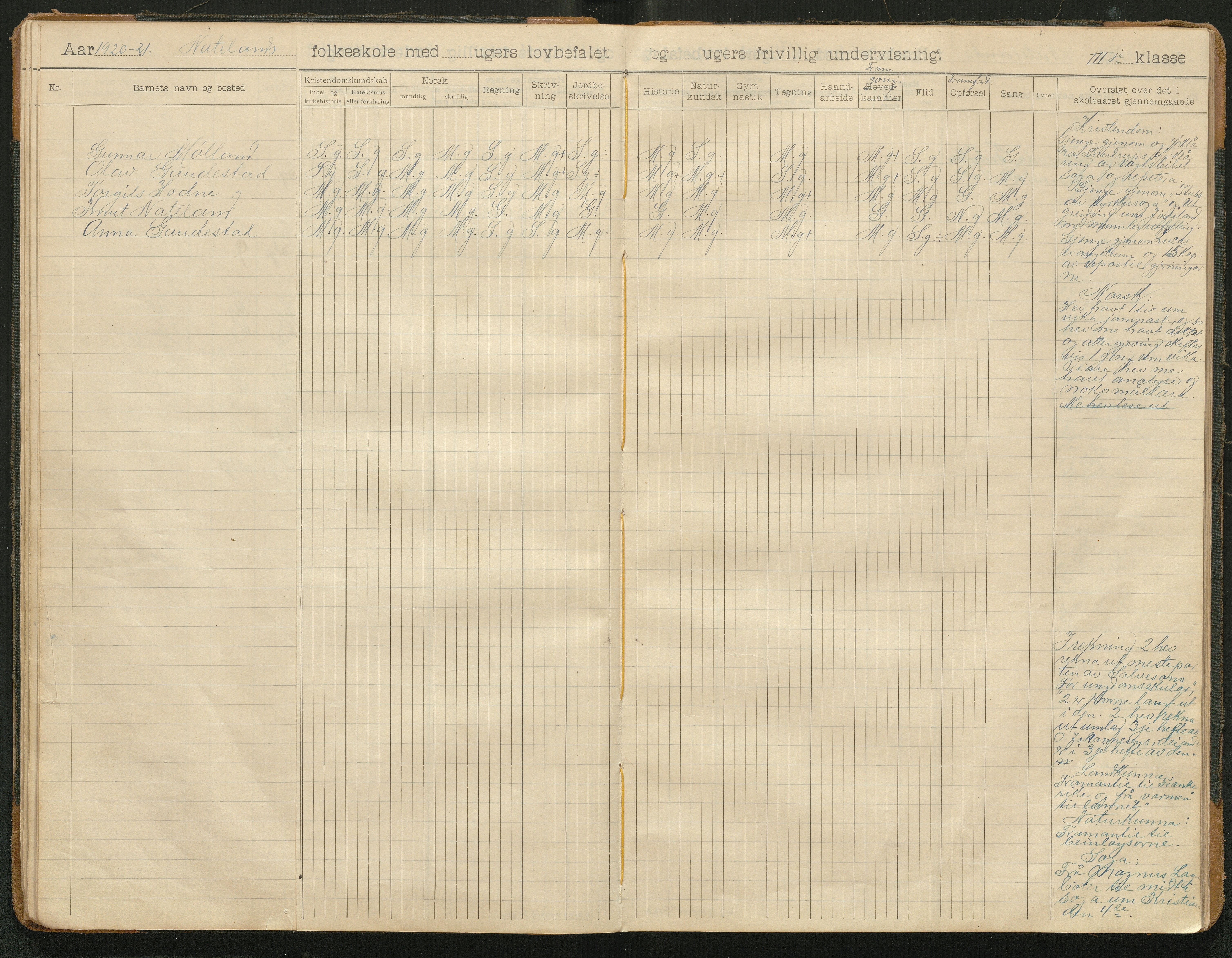 Iveland kommune, De enkelte kretsene/Skolene, AAKS/KA0935-550/A_8/L0005: Dagbok for Nateland og Grosås krets, 1905-1953