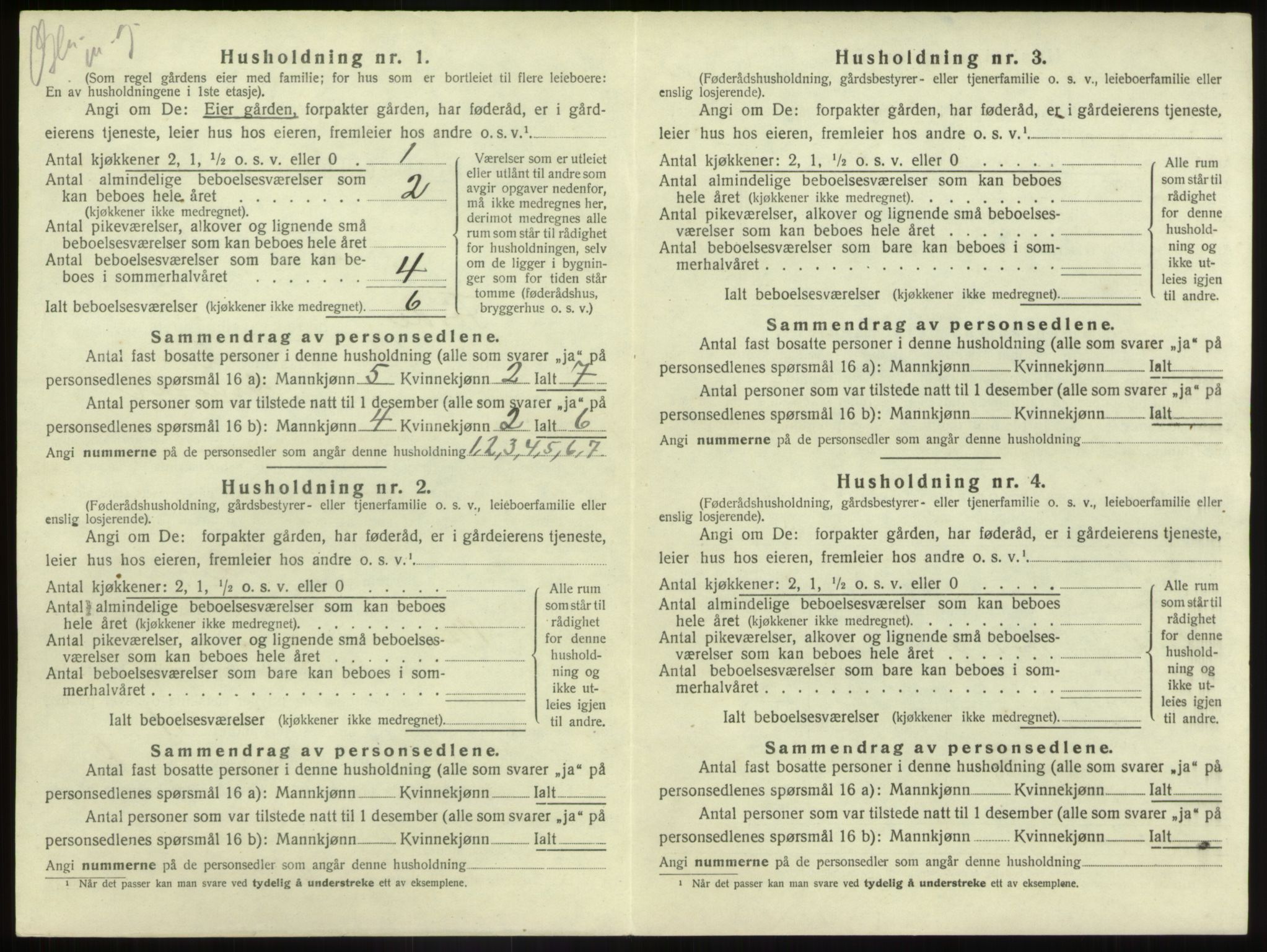 SAB, 1920 census for Førde, 1920, p. 1009