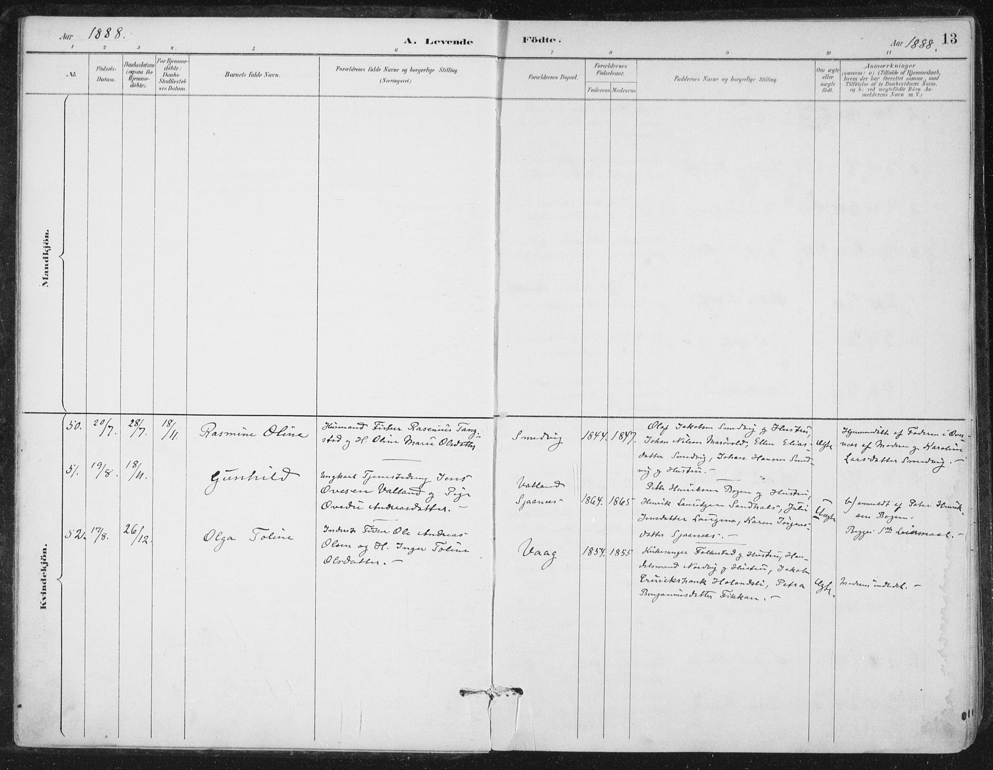 Ministerialprotokoller, klokkerbøker og fødselsregistre - Nord-Trøndelag, AV/SAT-A-1458/784/L0673: Parish register (official) no. 784A08, 1888-1899, p. 13