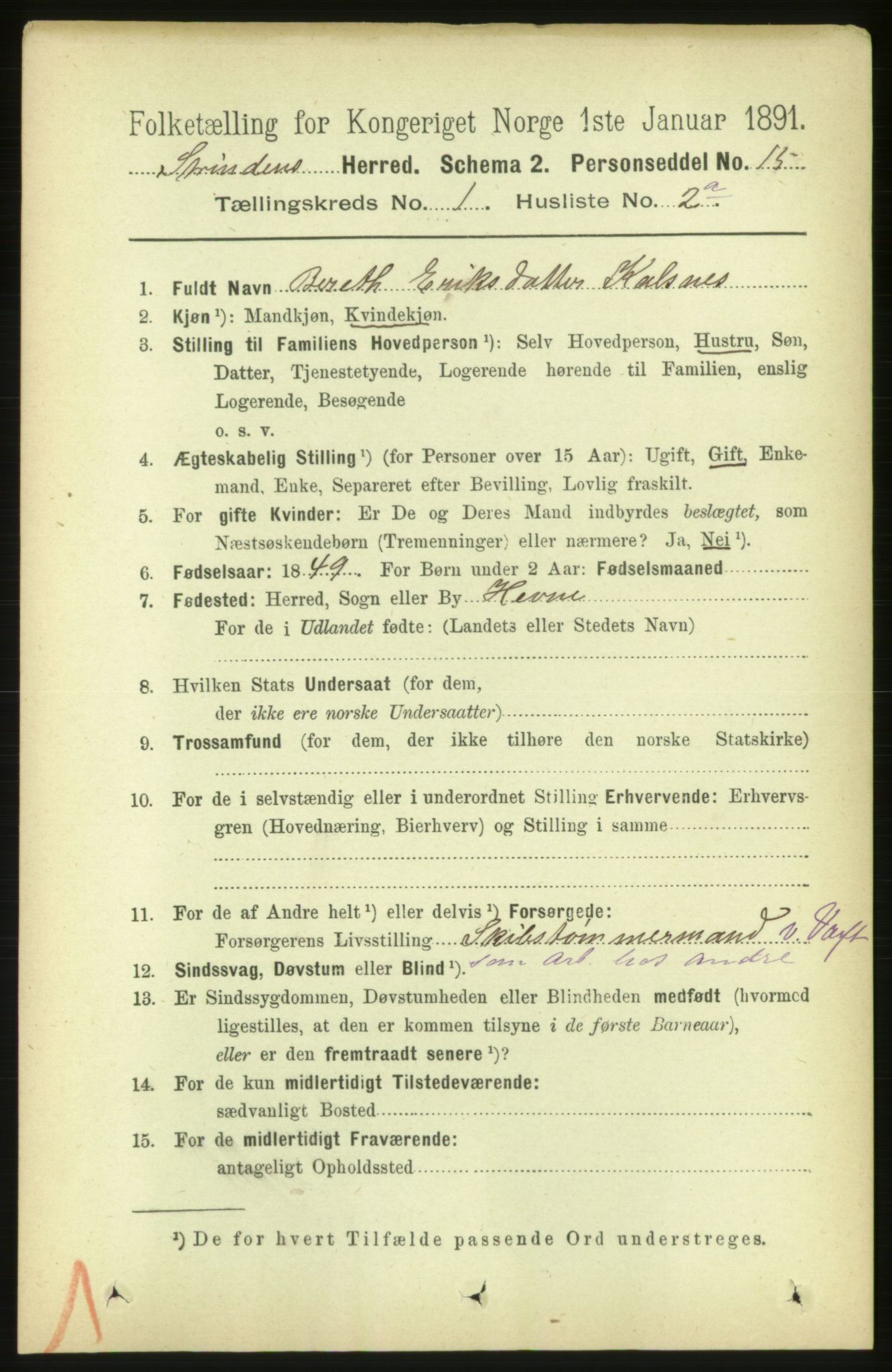 RA, 1891 census for 1660 Strinda, 1891, p. 126