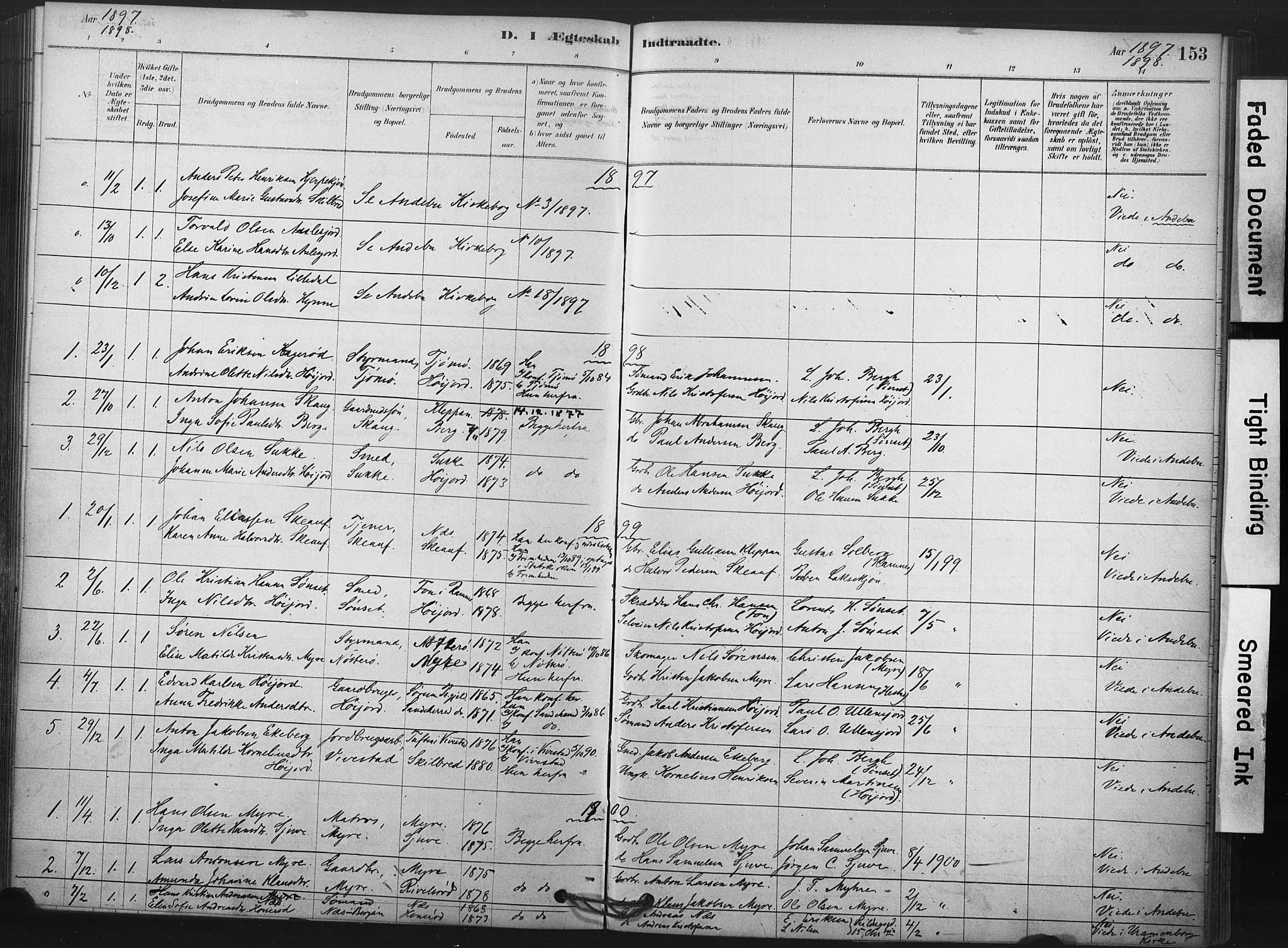 Andebu kirkebøker, AV/SAKO-A-336/F/Fb/L0001: Parish register (official) no. II 1, 1878-1909, p. 153