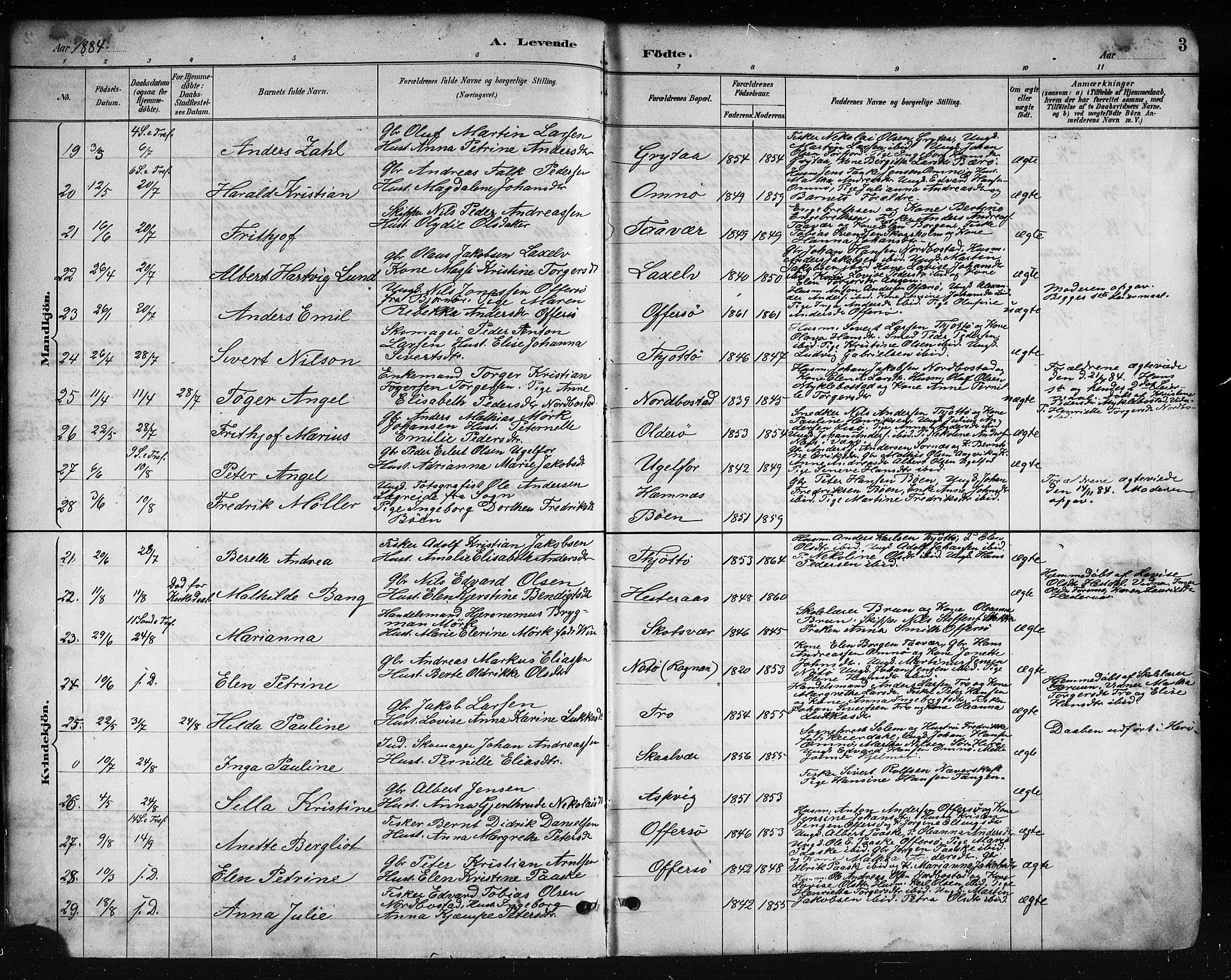 Ministerialprotokoller, klokkerbøker og fødselsregistre - Nordland, SAT/A-1459/817/L0268: Parish register (copy) no. 817C03, 1884-1920, p. 3