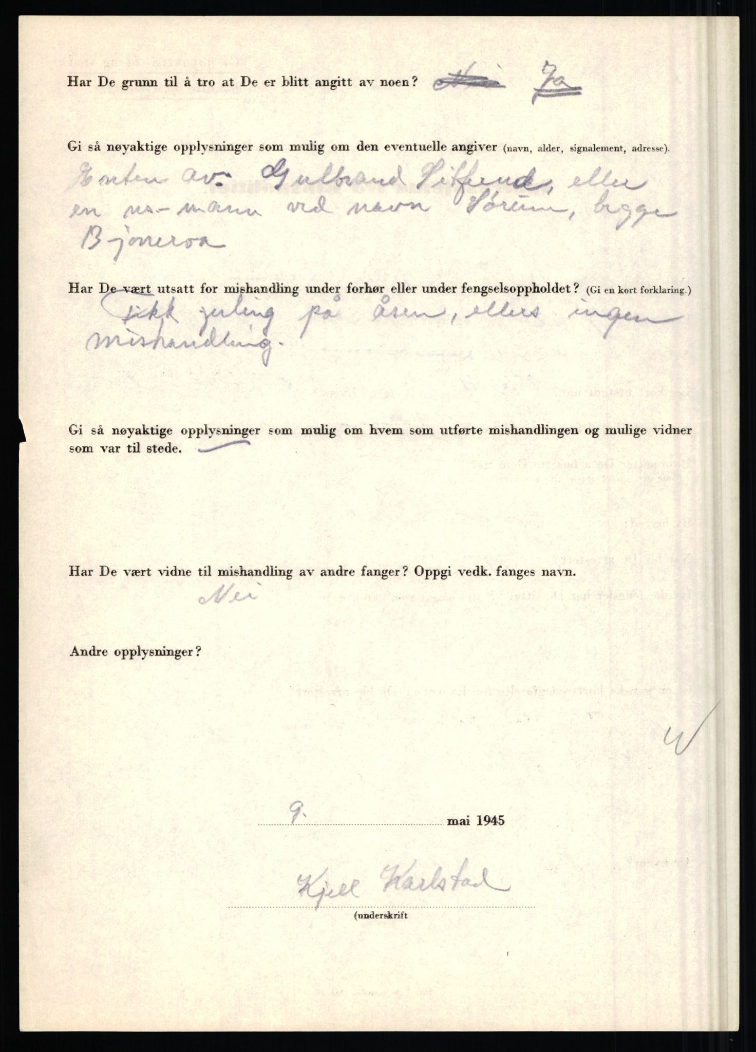 Rikspolitisjefen, AV/RA-S-1560/L/L0009: Karlsen, Aksel Emanuel - Kristiansen, Øivind Vetre, 1940-1945, p. 156