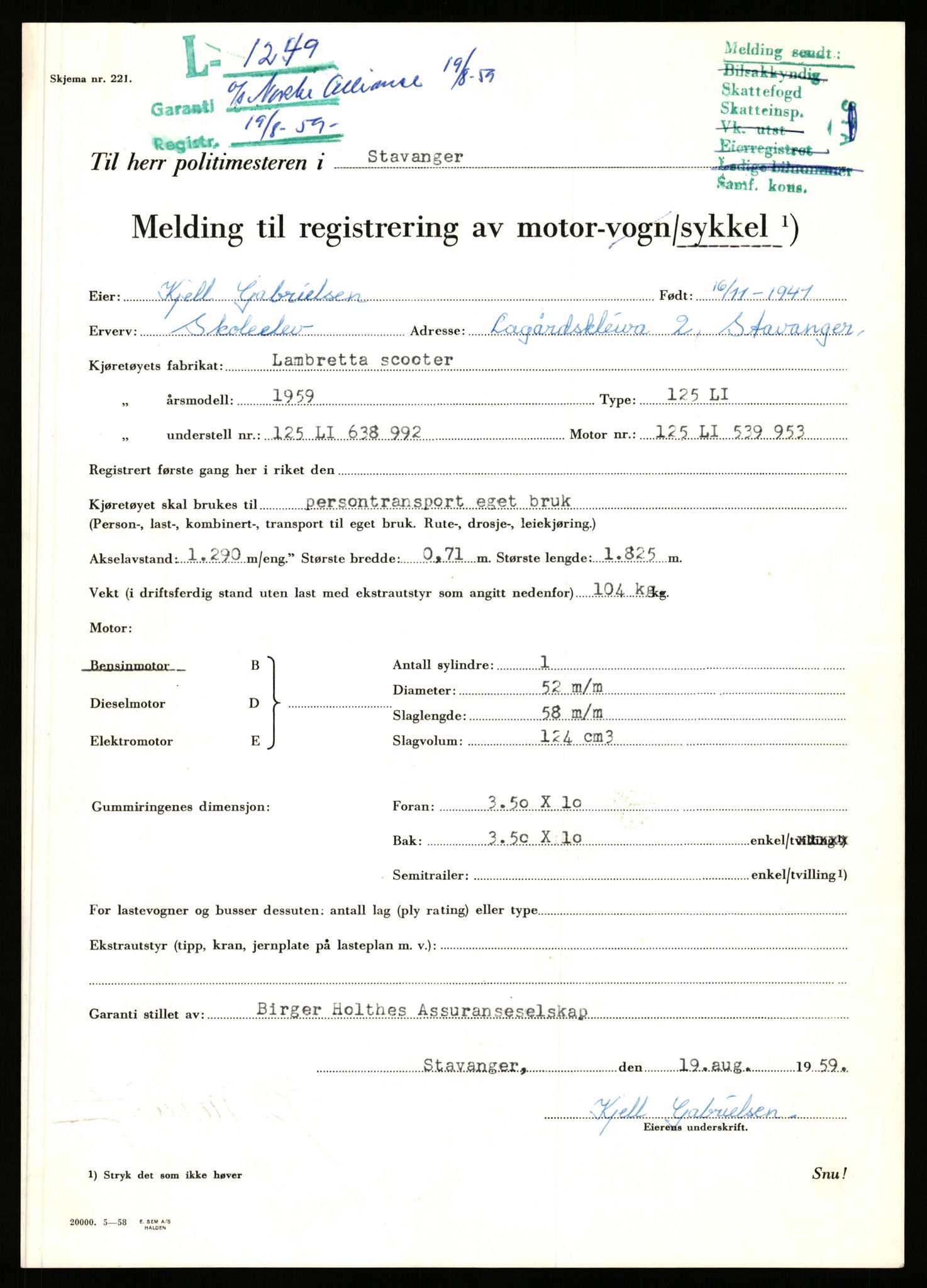 Stavanger trafikkstasjon, AV/SAST-A-101942/0/F/L0004: L-1000 - L-1349, 1930-1971, p. 1417