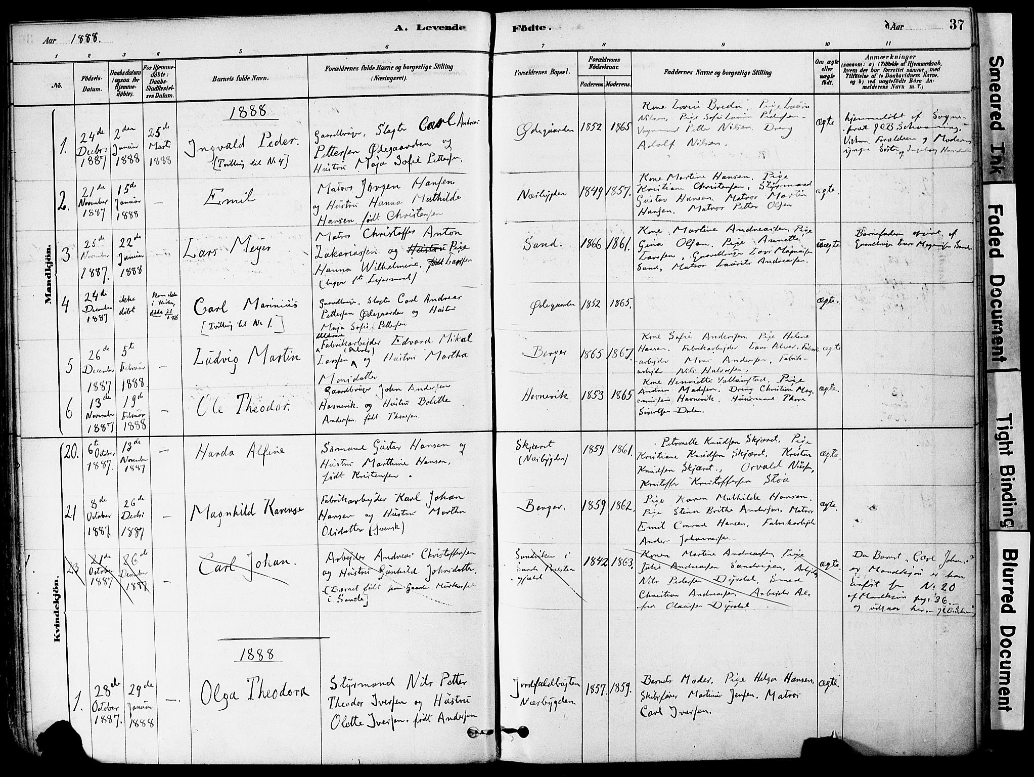 Strømm kirkebøker, AV/SAKO-A-322/F/Fa/L0004: Parish register (official) no. I 4, 1878-1899, p. 37