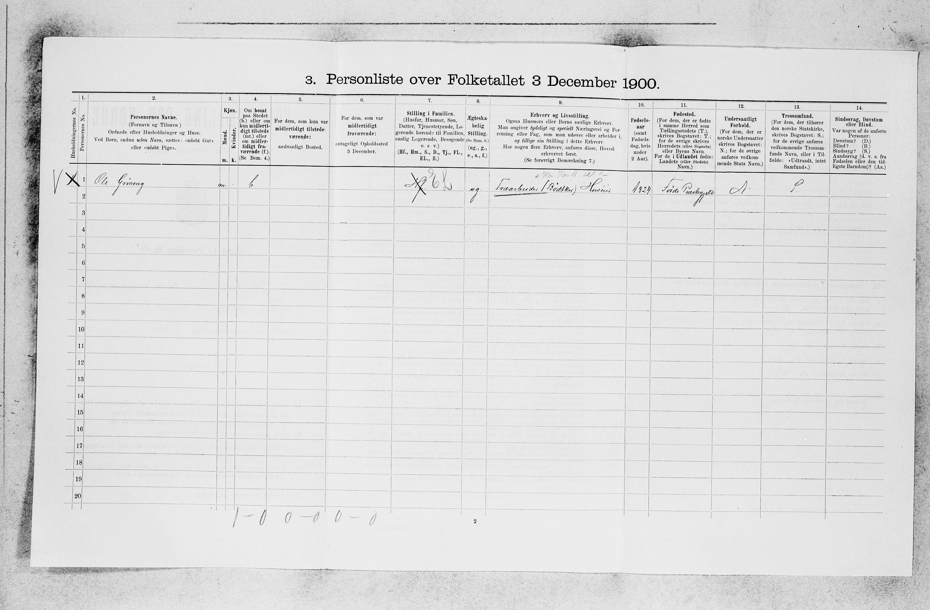 SAB, 1900 census for Ytre Holmedal, 1900, p. 747