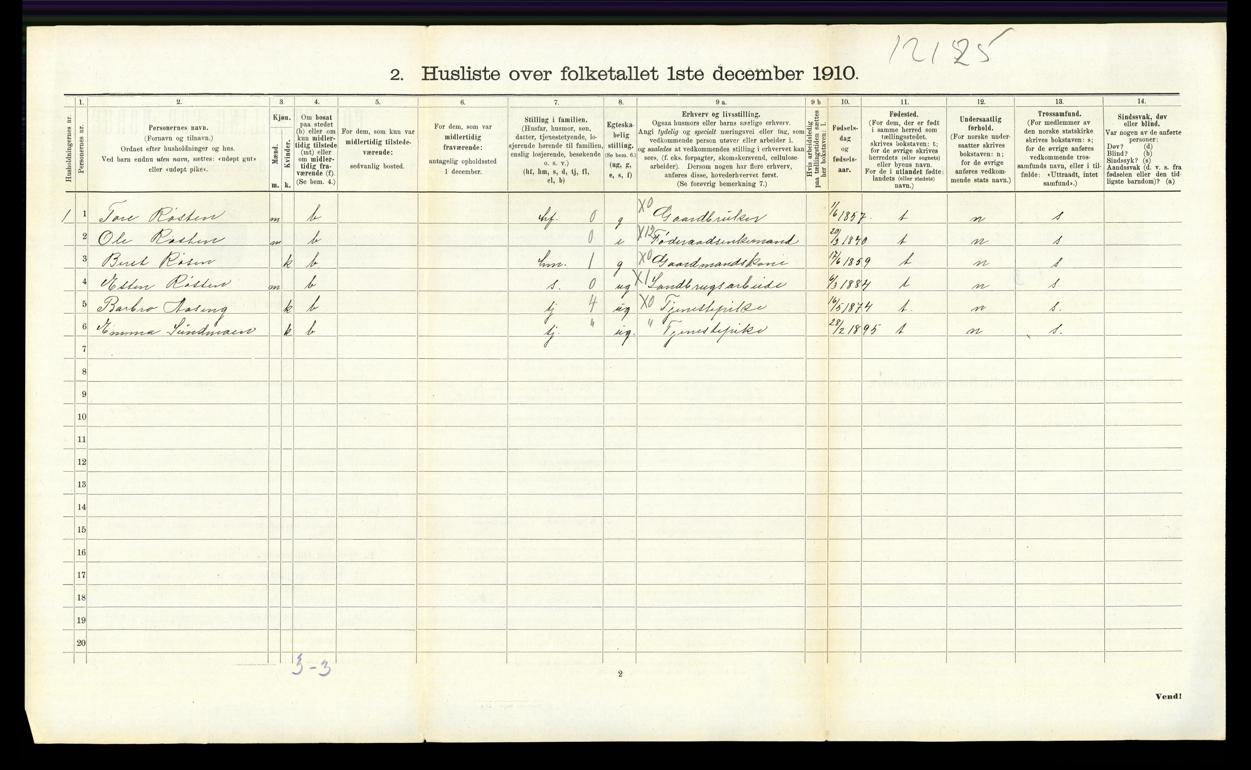 RA, 1910 census for Tolga, 1910, p. 975