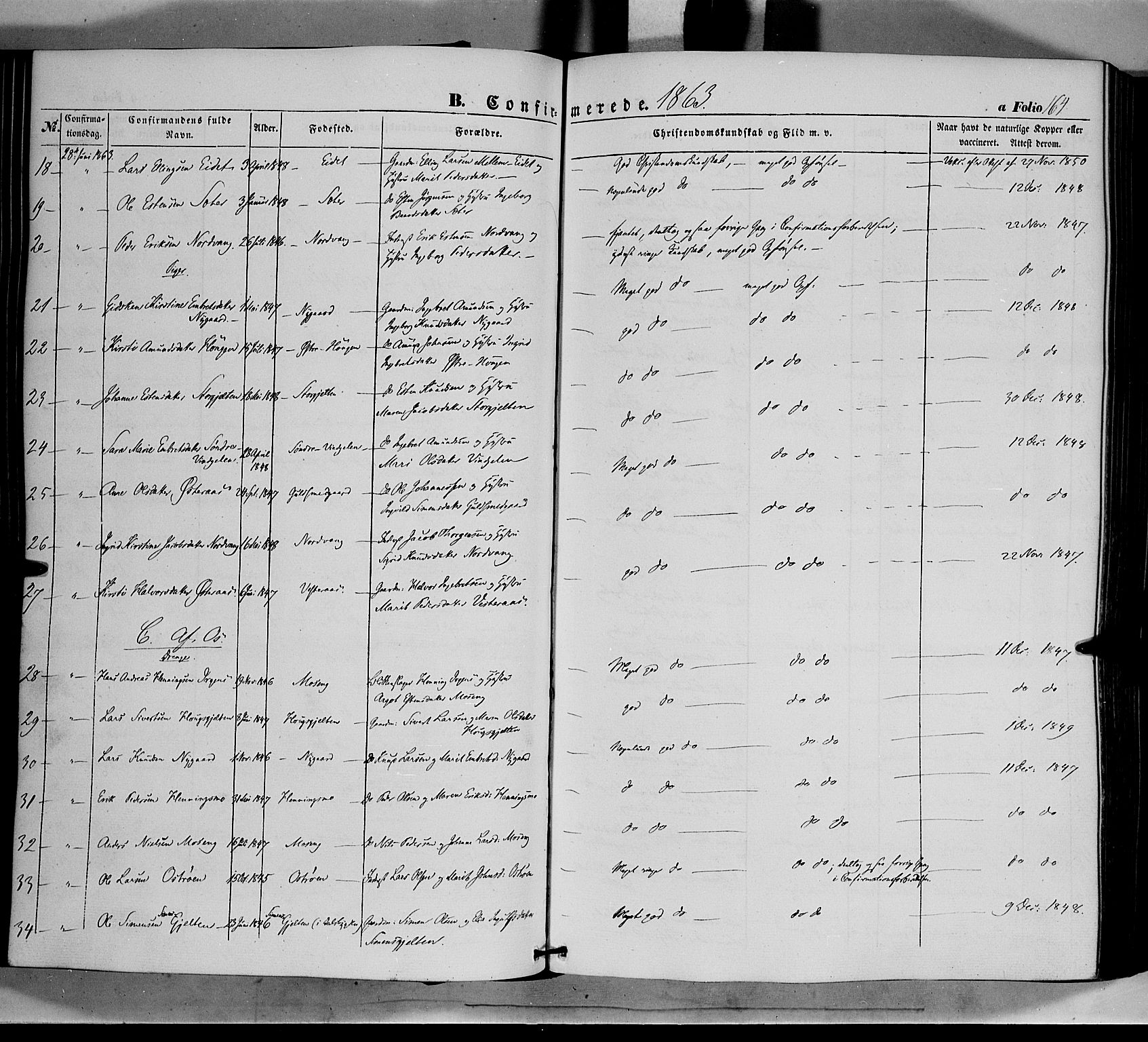 Tolga prestekontor, AV/SAH-PREST-062/K/L0006: Parish register (official) no. 6, 1852-1876, p. 164