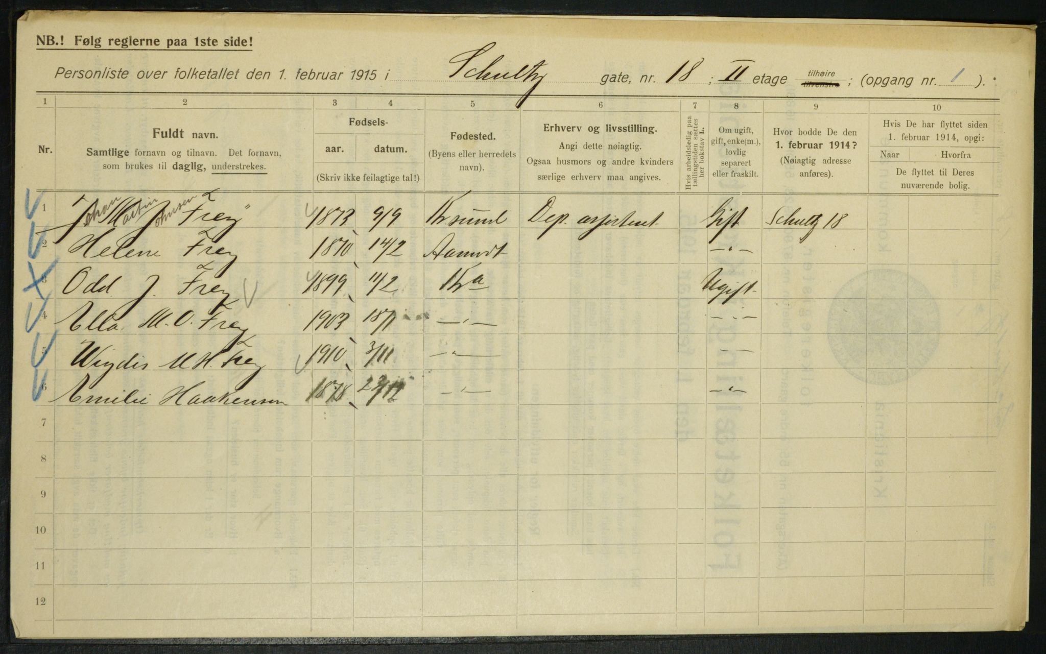 OBA, Municipal Census 1915 for Kristiania, 1915, p. 90445