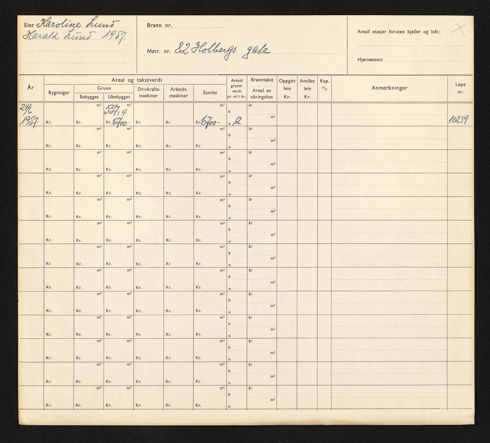 Stavanger kommune. Skattetakstvesenet, BYST/A-0440/F/Fa/Faa/L0019/0005: Skattetakstkort / Holbergs gate - 80 - Hojegata - Hospitalgata - Holdrestien 11