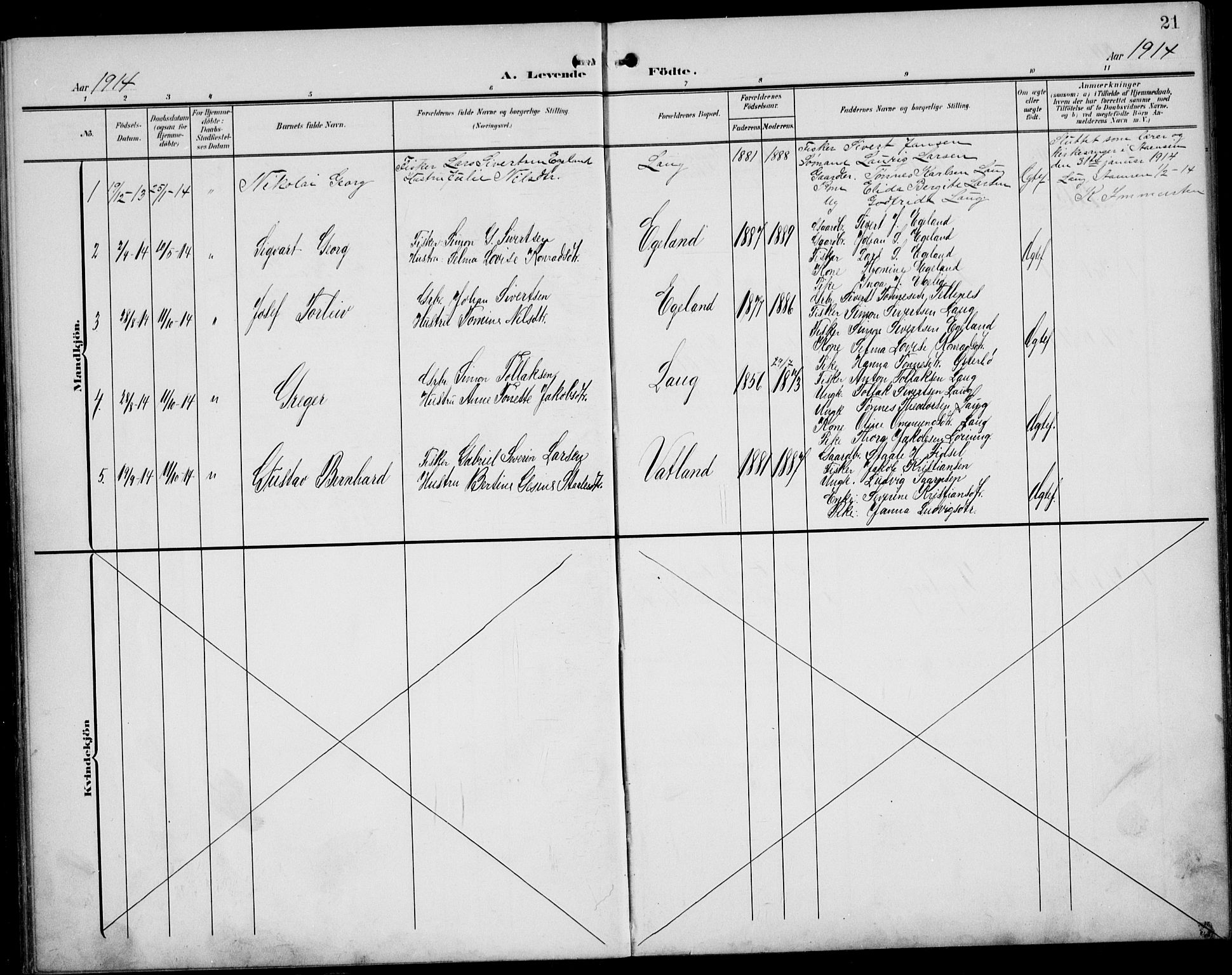 Sokndal sokneprestkontor, SAST/A-101808: Parish register (copy) no. B 7, 1904-1935, p. 21