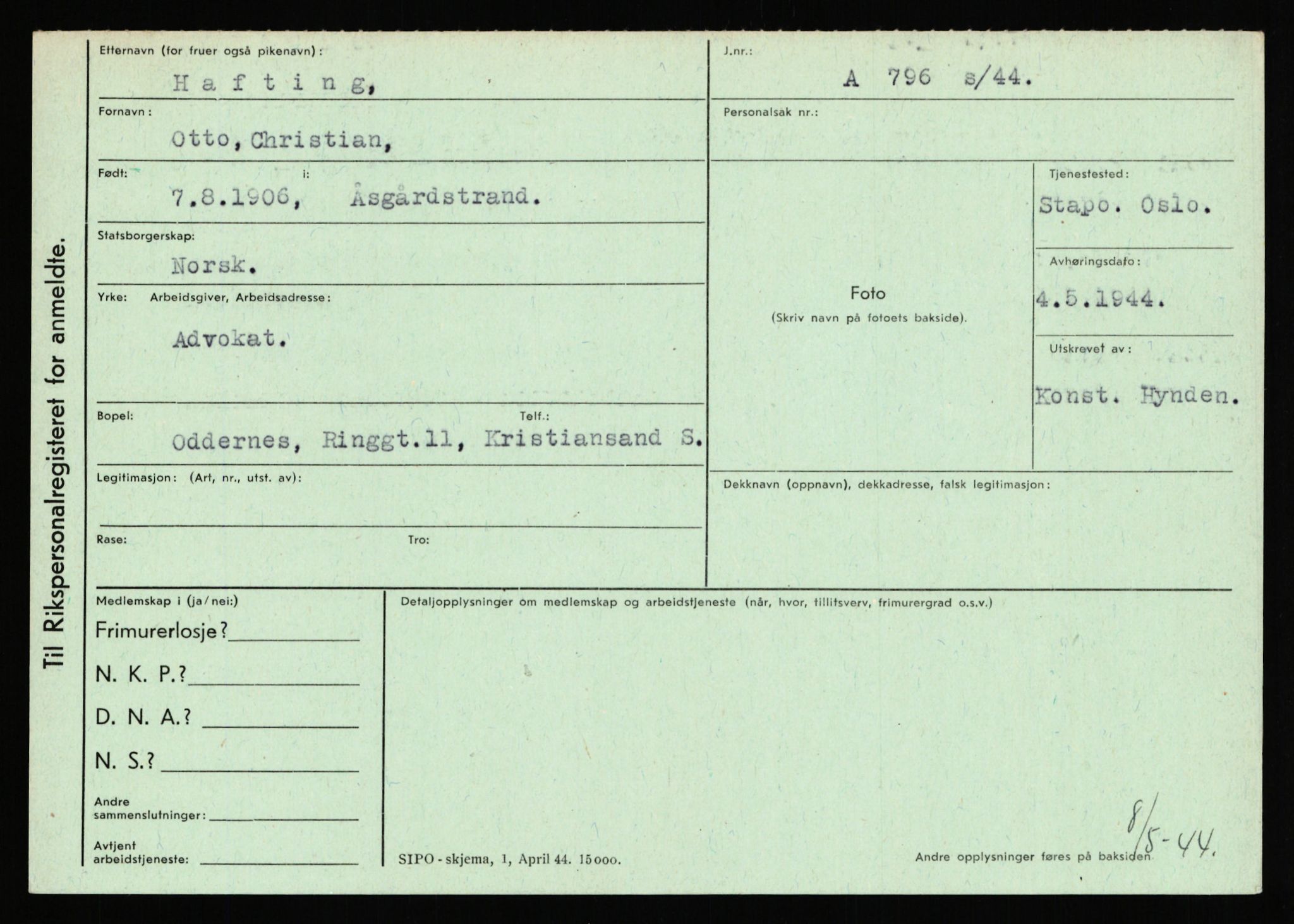 Statspolitiet - Hovedkontoret / Osloavdelingen, AV/RA-S-1329/C/Ca/L0005: Furali - Hamula, 1943-1945, p. 3799