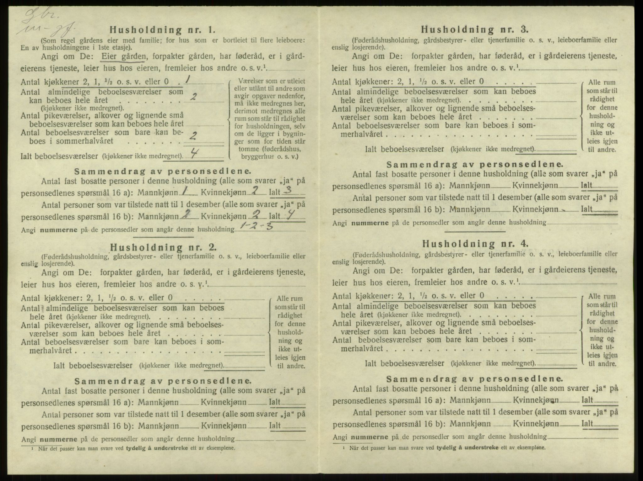 SAB, 1920 census for Innvik, 1920, p. 913