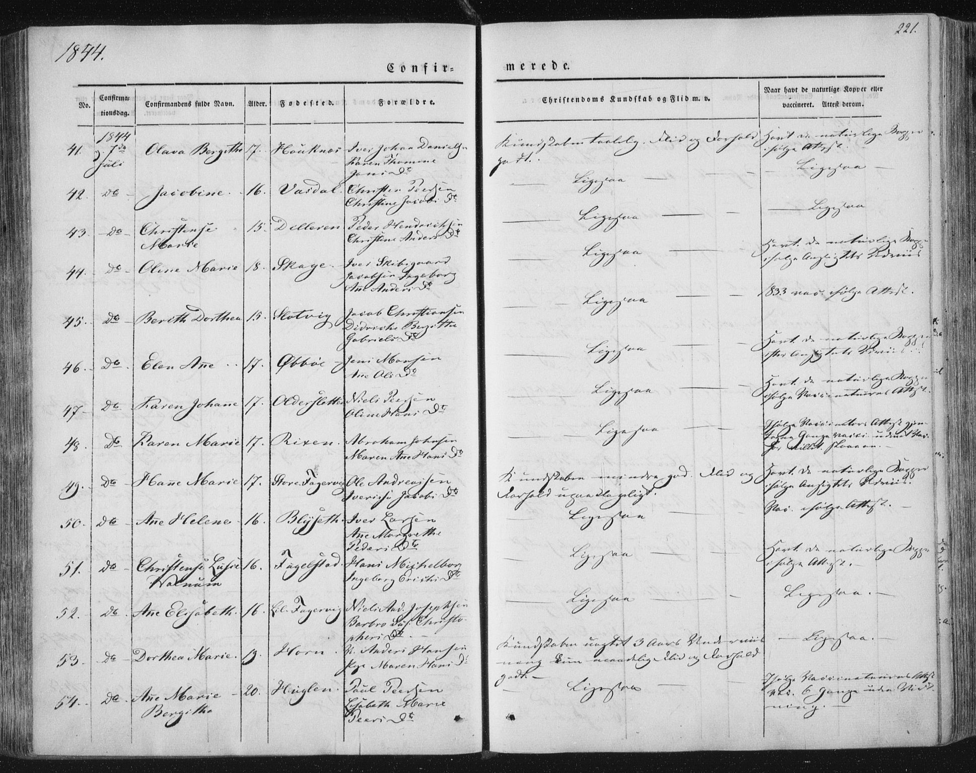 Ministerialprotokoller, klokkerbøker og fødselsregistre - Nordland, SAT/A-1459/838/L0549: Parish register (official) no. 838A07, 1840-1854, p. 221