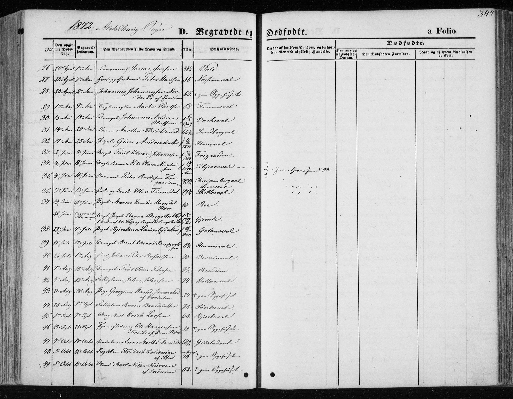 Ministerialprotokoller, klokkerbøker og fødselsregistre - Nord-Trøndelag, AV/SAT-A-1458/717/L0157: Parish register (official) no. 717A08 /1, 1863-1877, p. 345