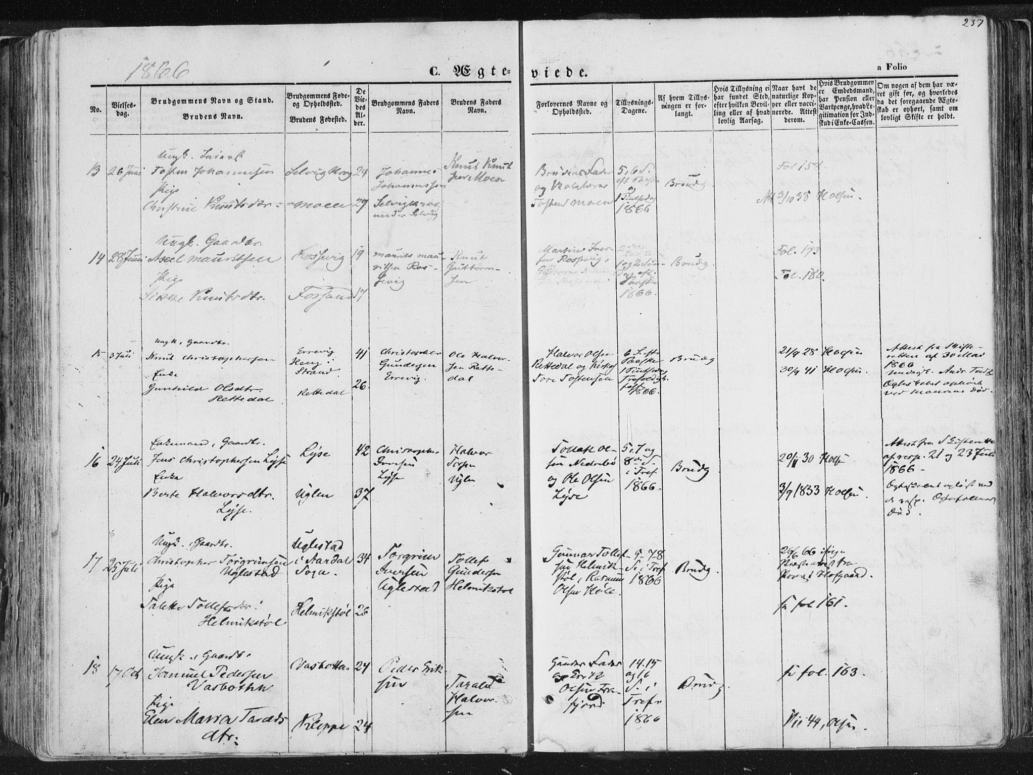 Høgsfjord sokneprestkontor, SAST/A-101624/H/Ha/Haa/L0001: Parish register (official) no. A 1, 1854-1875, p. 237