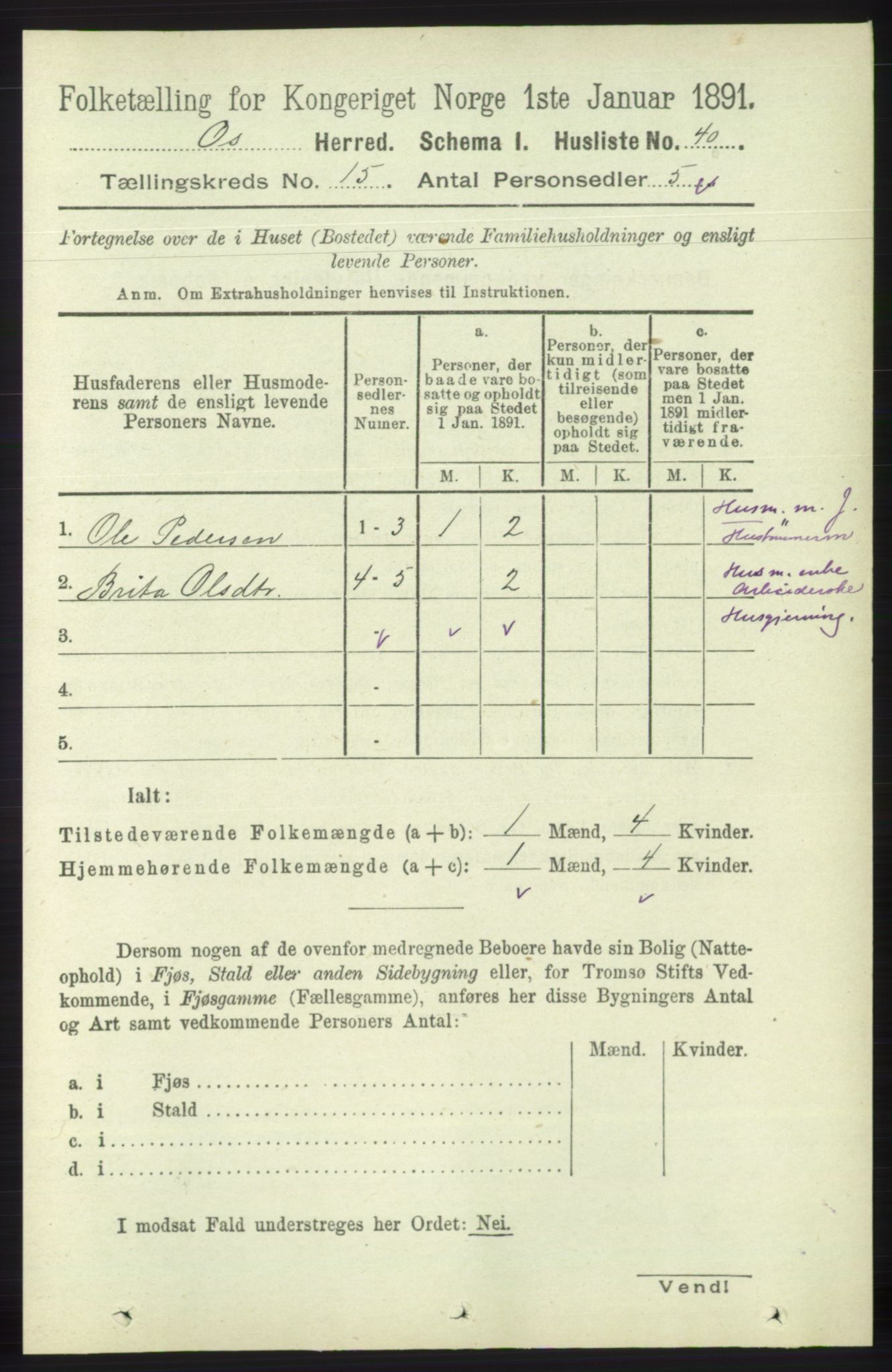 RA, 1891 census for 1243 Os, 1891, p. 3265