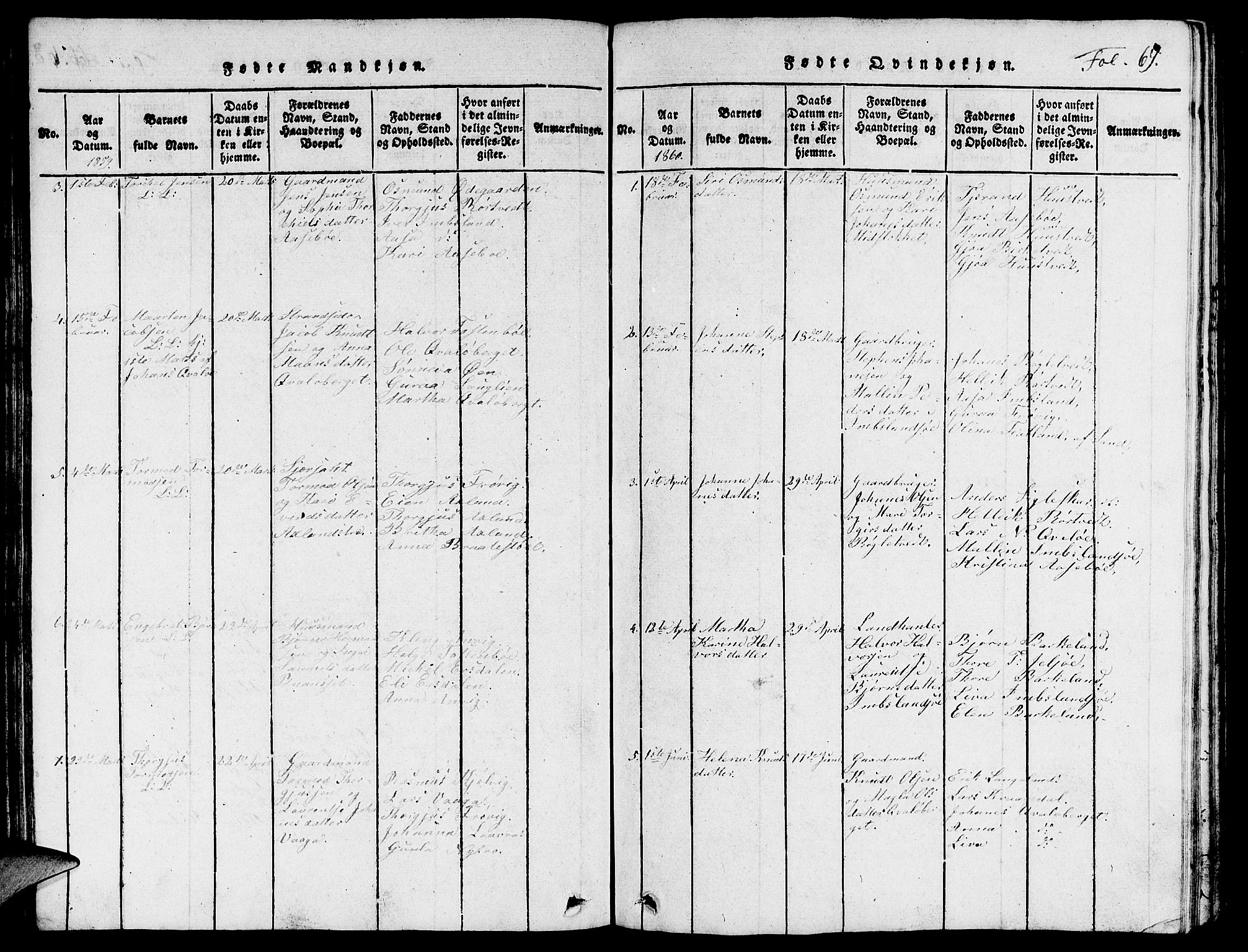 Vikedal sokneprestkontor, SAST/A-101840/01/V: Parish register (copy) no. B 3, 1816-1867, p. 69