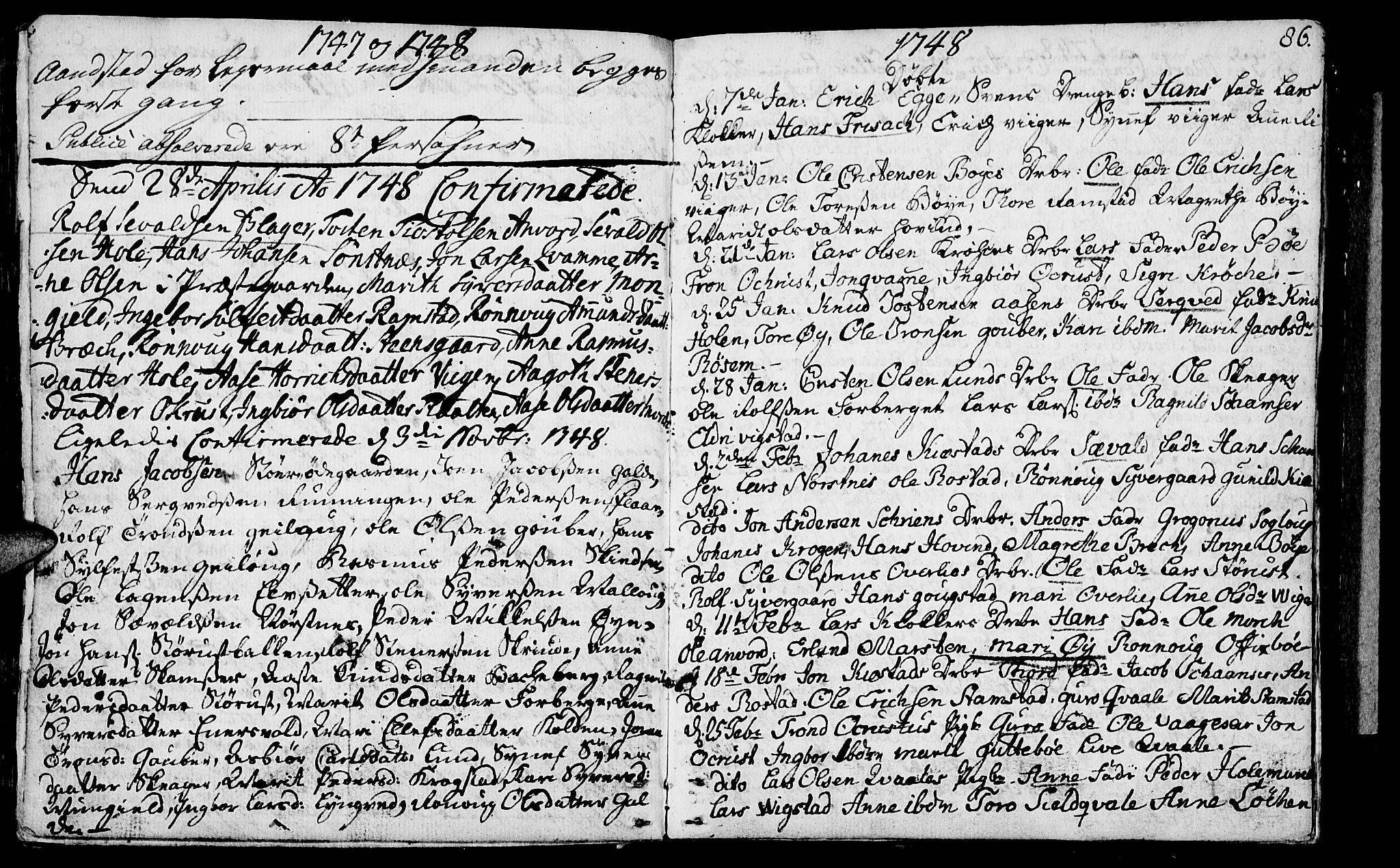 Lom prestekontor, SAH/PREST-070/K/L0001: Parish register (official) no. 1, 1733-1748, p. 86