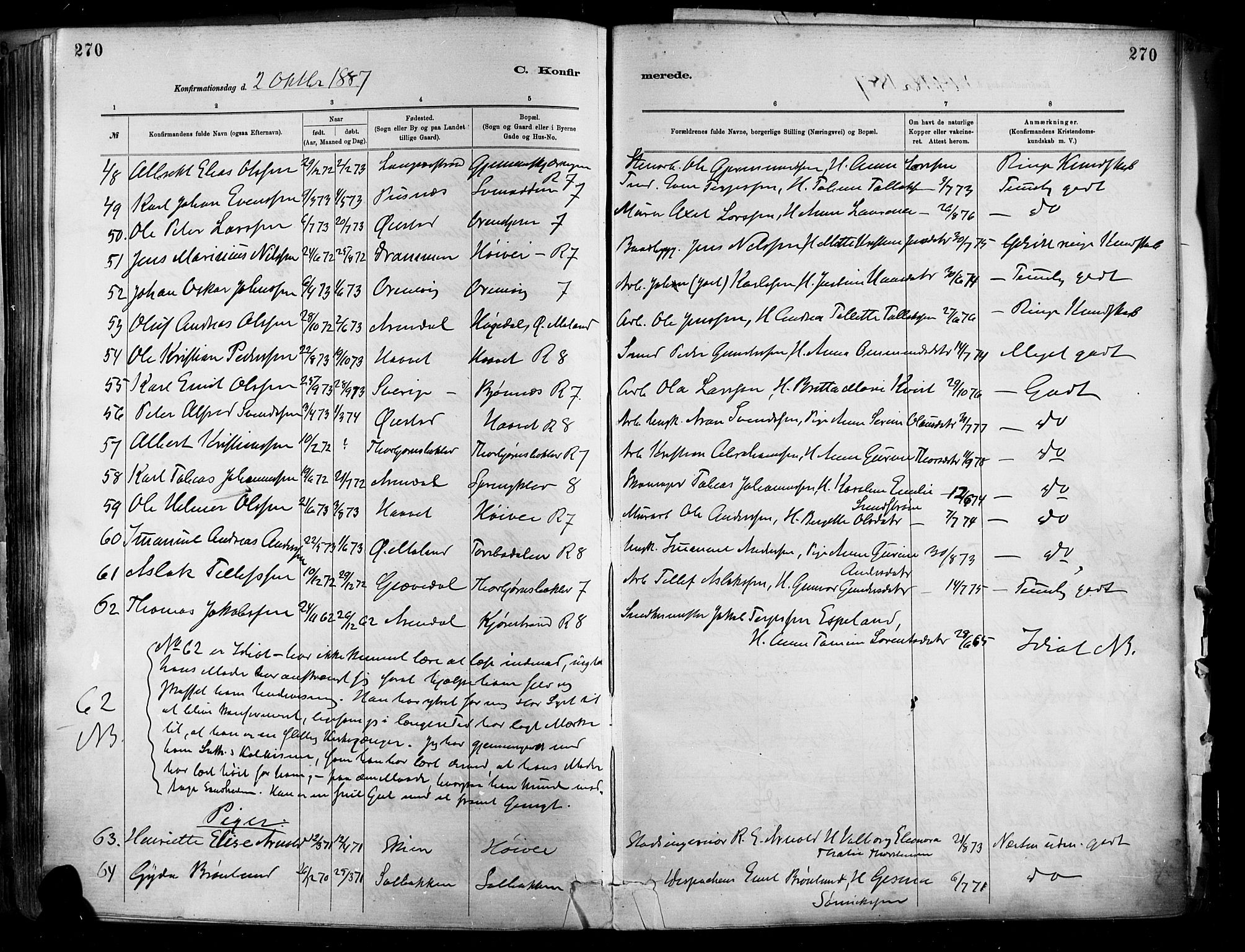 Barbu sokneprestkontor, AV/SAK-1111-0003/F/Fa/L0002: Parish register (official) no. A 2, 1883-1898, p. 270