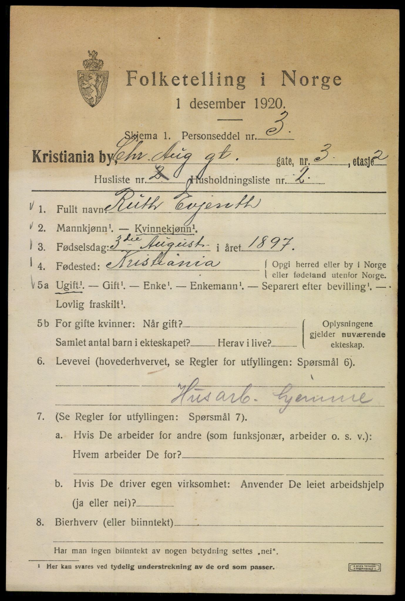 SAO, 1920 census for Kristiania, 1920, p. 351259