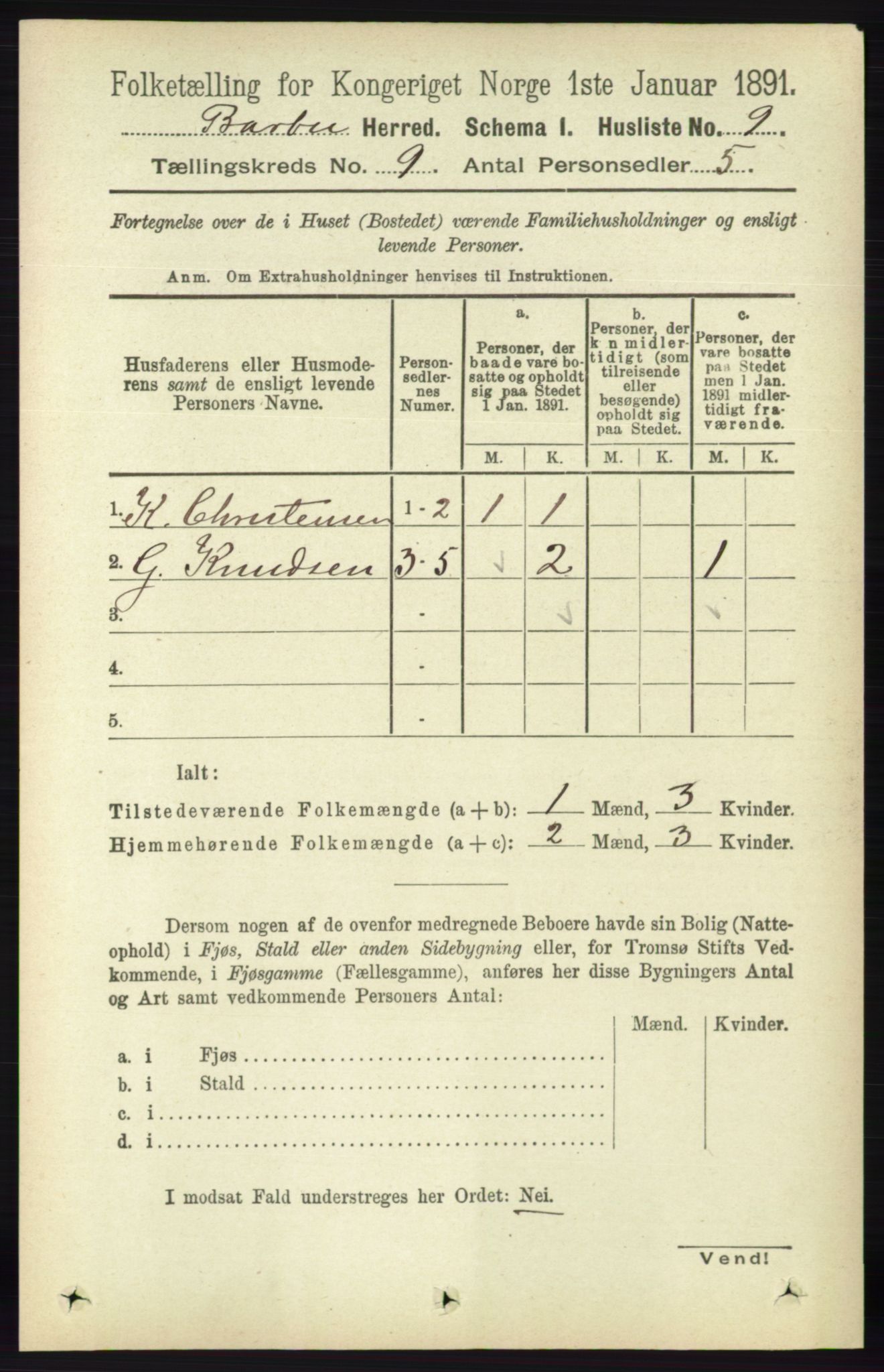 RA, 1891 census for 0990 Barbu, 1891, p. 7077