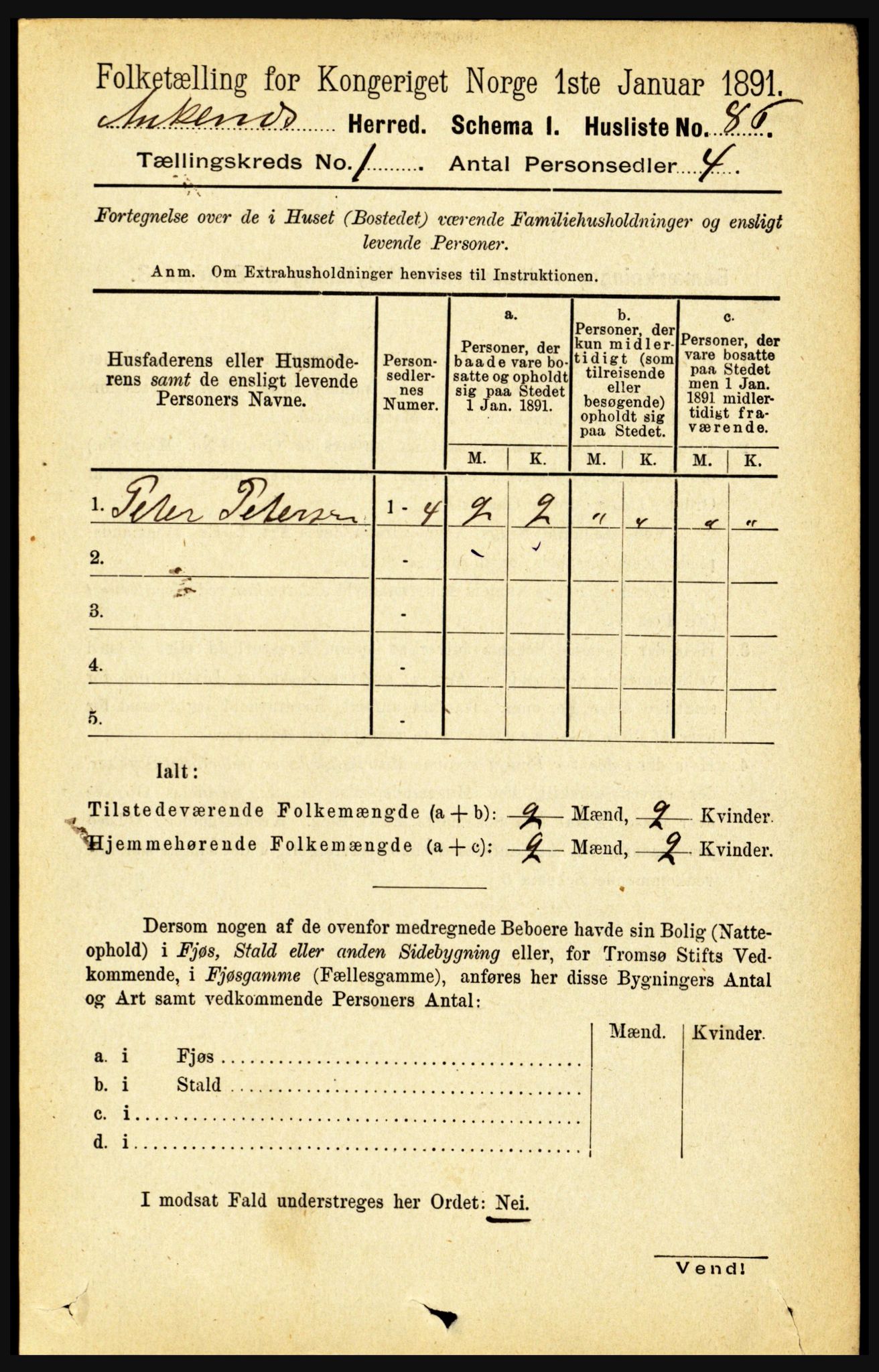 RA, 1891 census for 1855 Ankenes, 1891, p. 102