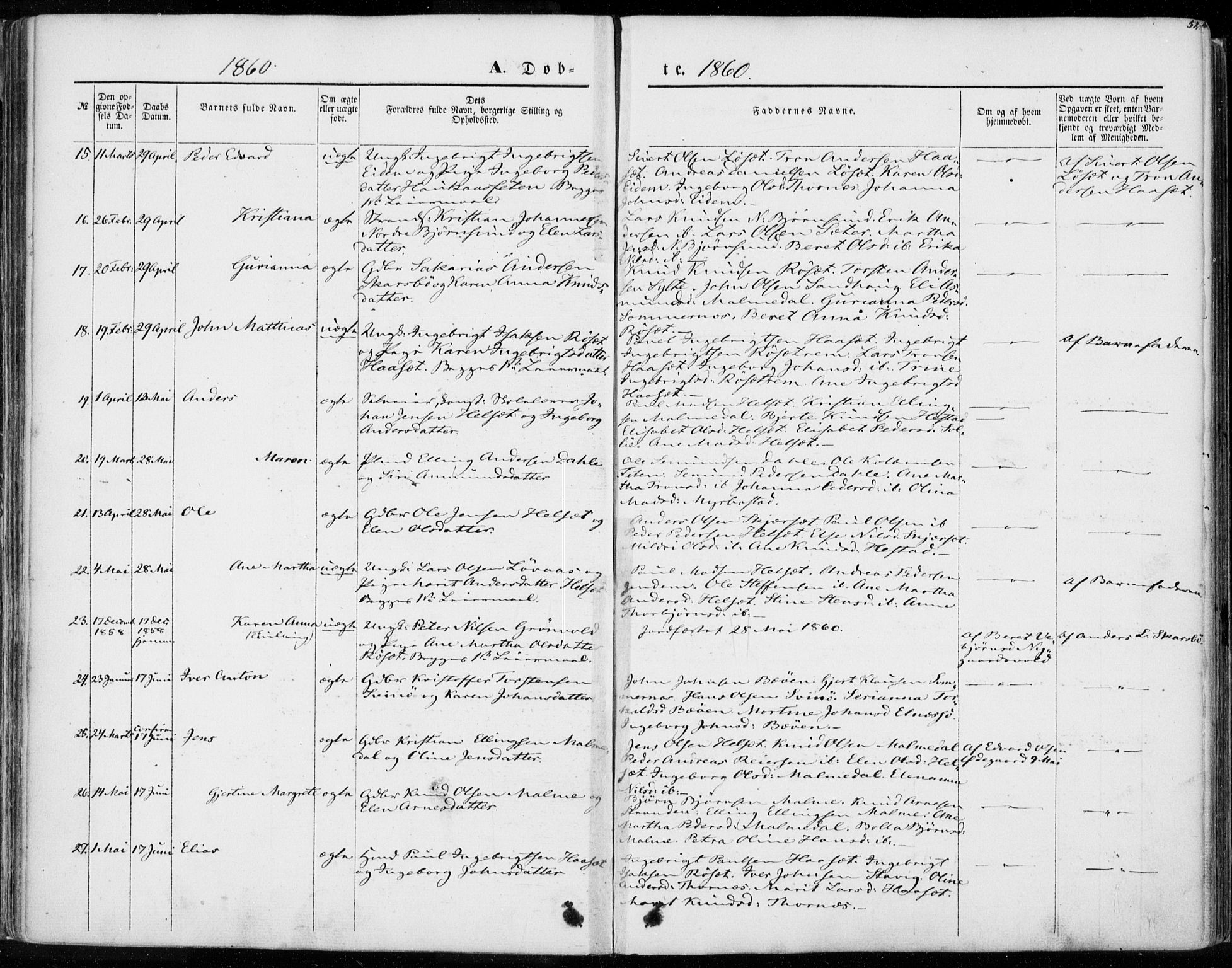 Ministerialprotokoller, klokkerbøker og fødselsregistre - Møre og Romsdal, SAT/A-1454/565/L0748: Parish register (official) no. 565A02, 1845-1872, p. 52