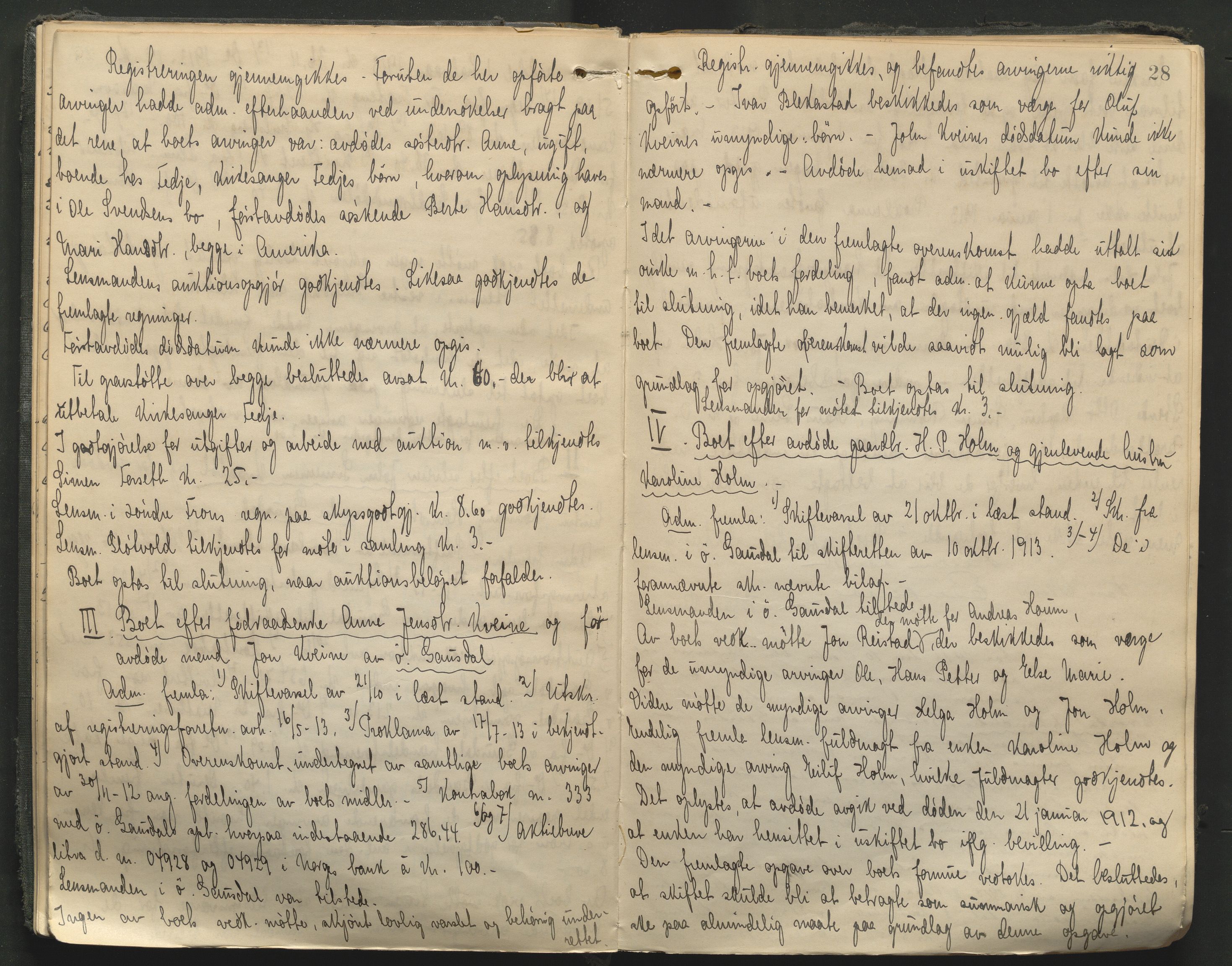 Sør-Gudbrandsdal tingrett, AV/SAH-TING-004/J/Ja/Jad/L0003: Skifteforhandlingsprotokoll - landet, 1911-1922, p. 28