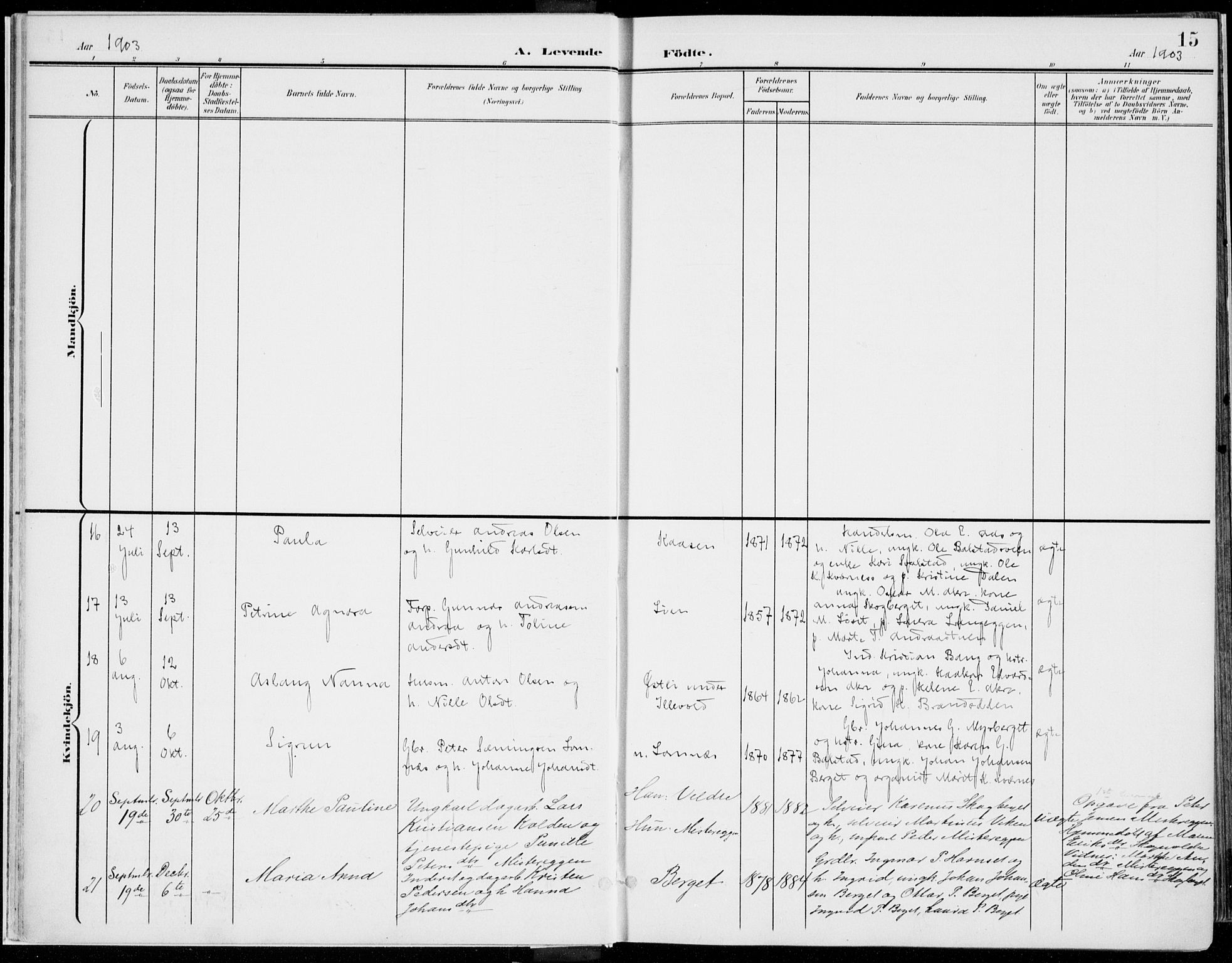 Rendalen prestekontor, AV/SAH-PREST-054/H/Ha/Haa/L0011: Parish register (official) no. 11, 1901-1925, p. 15