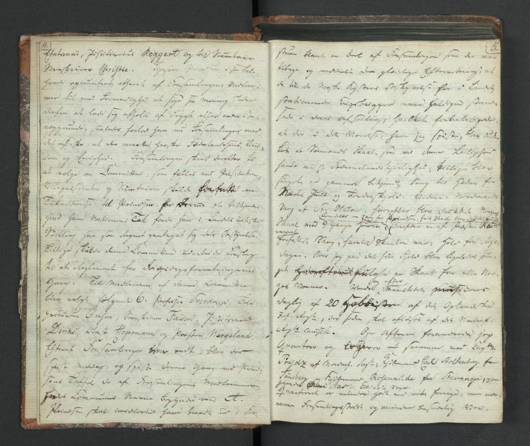 Manuskriptsamlingen, RA/EA-3667/H/L0021: Byfogd Gregers Winther Wulfbergs dagbok under Riksforsamlingen på Eidsvoll, 1814, p. 4-5